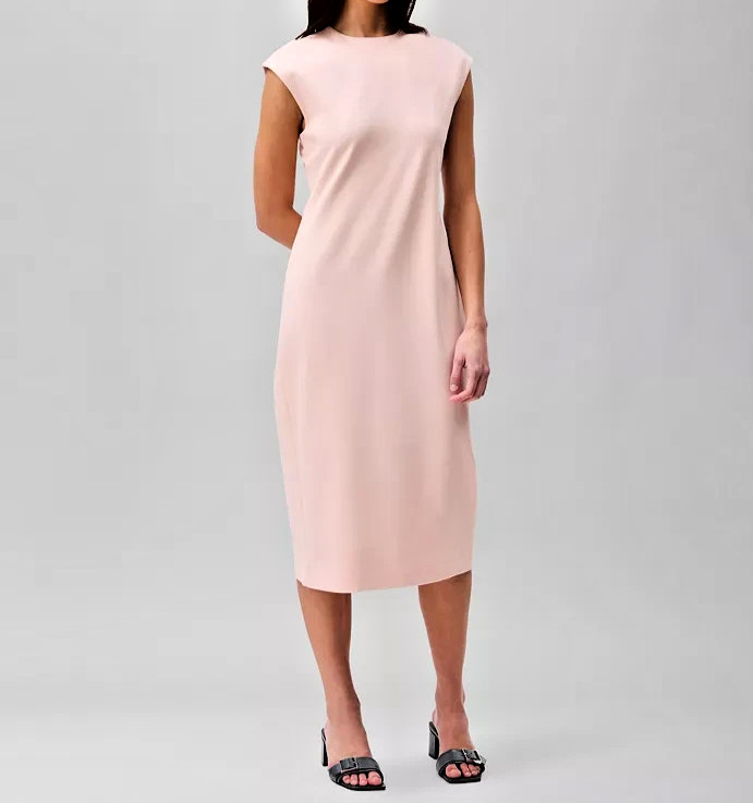 Calvin Klein Women’s Simple Elegant Ponte Shift Dress Formal Casual Chic Rose L