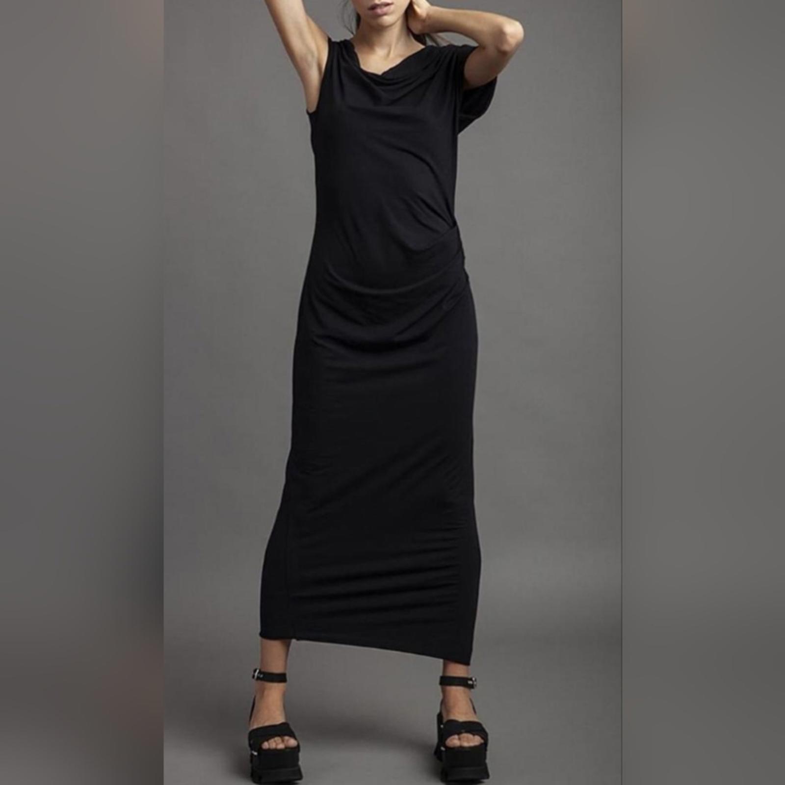 Nostrasantissima Avant garde Draped Off Shoulder Maxi Ruched Dress