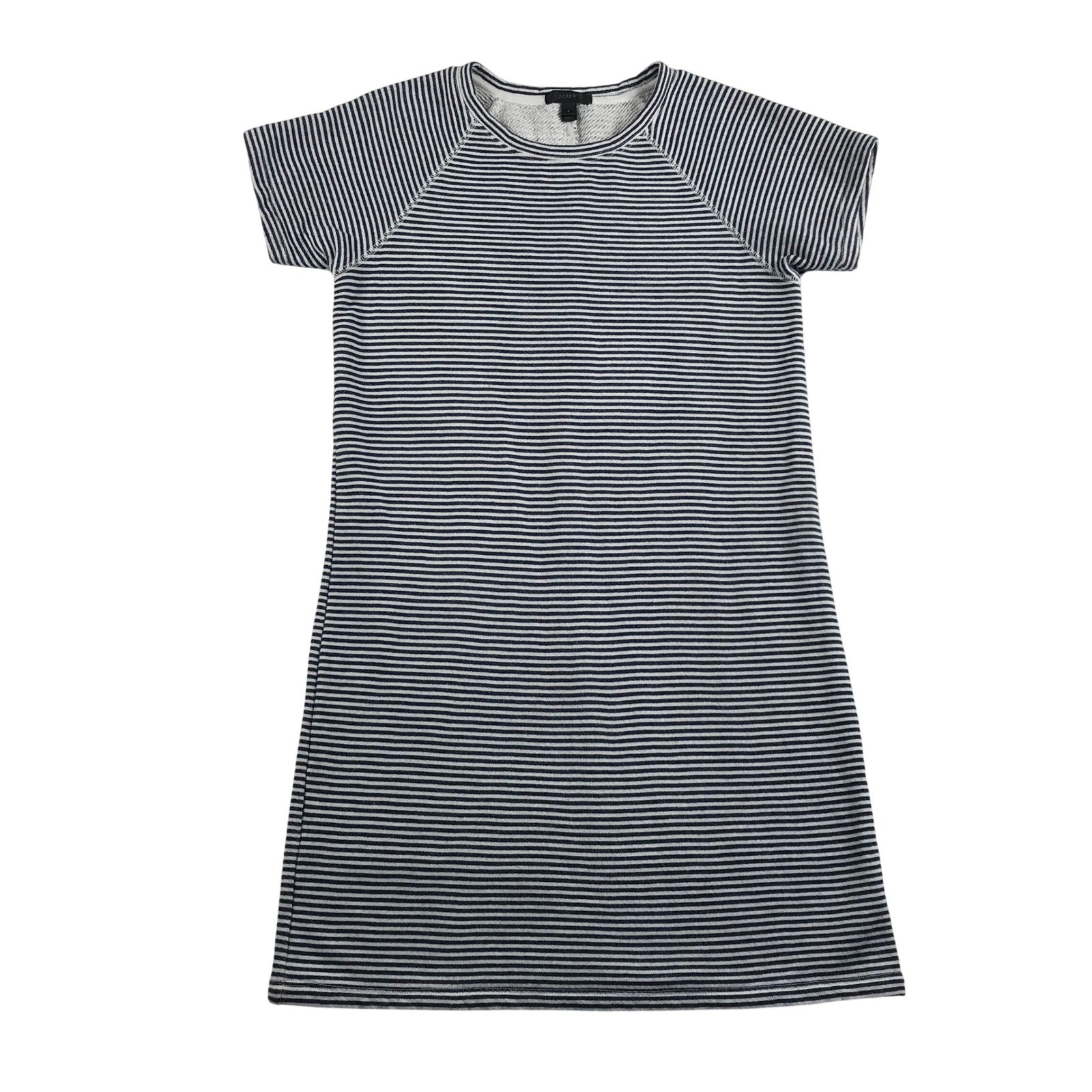 J.Crew Navy White Striped French Terry Raglan Short Sleeve T-Shirt Dress Small