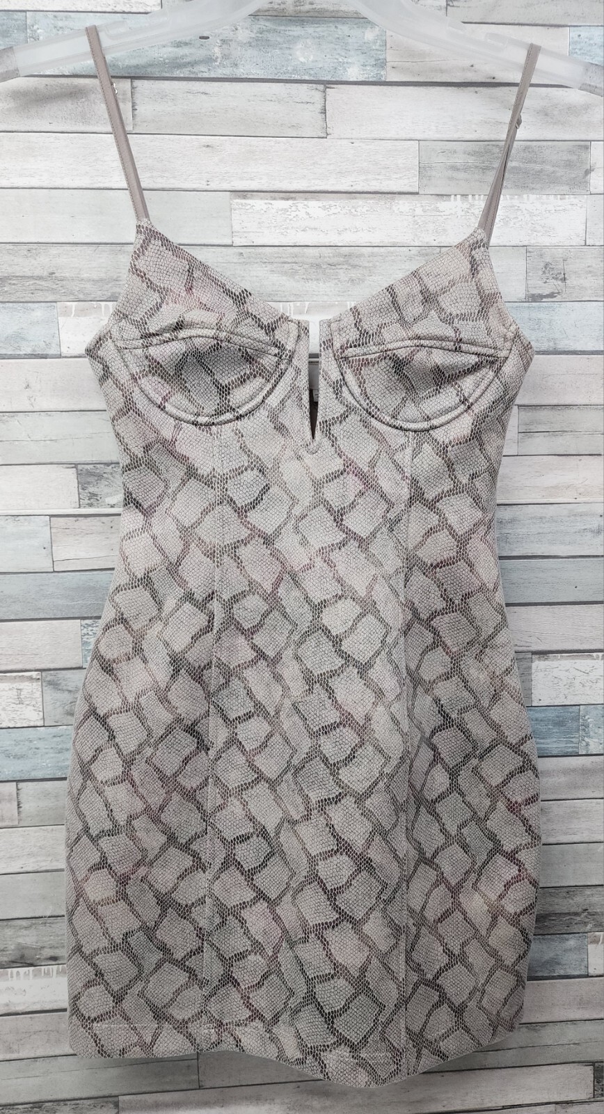 By the Way Dress Size XS Kelsie Snakeskin V-Neck Mini Womens Snake Print Dress