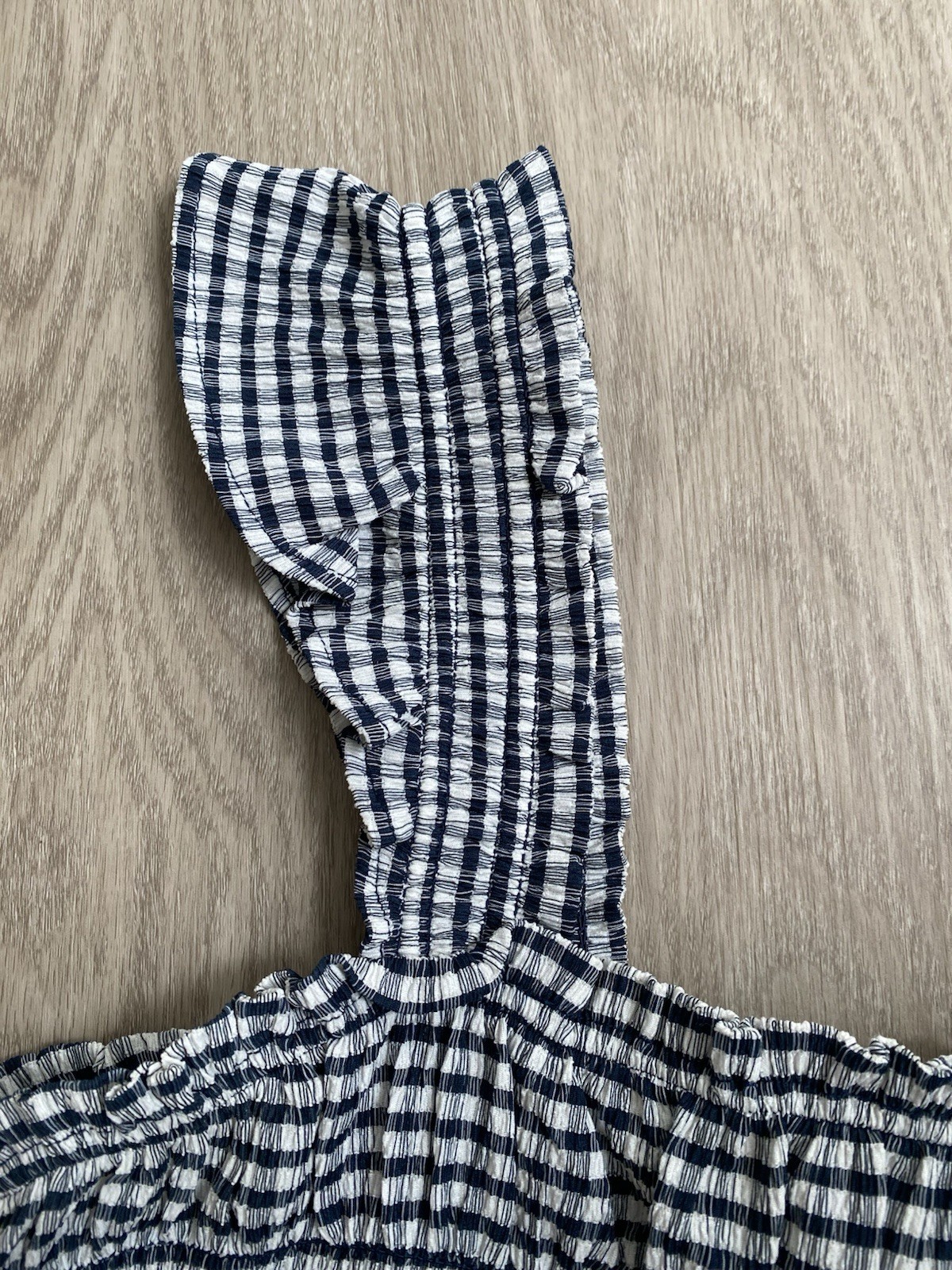 Old Navy Gingham Smocked Midi Dress in Navy White Size L cottagecore prairie