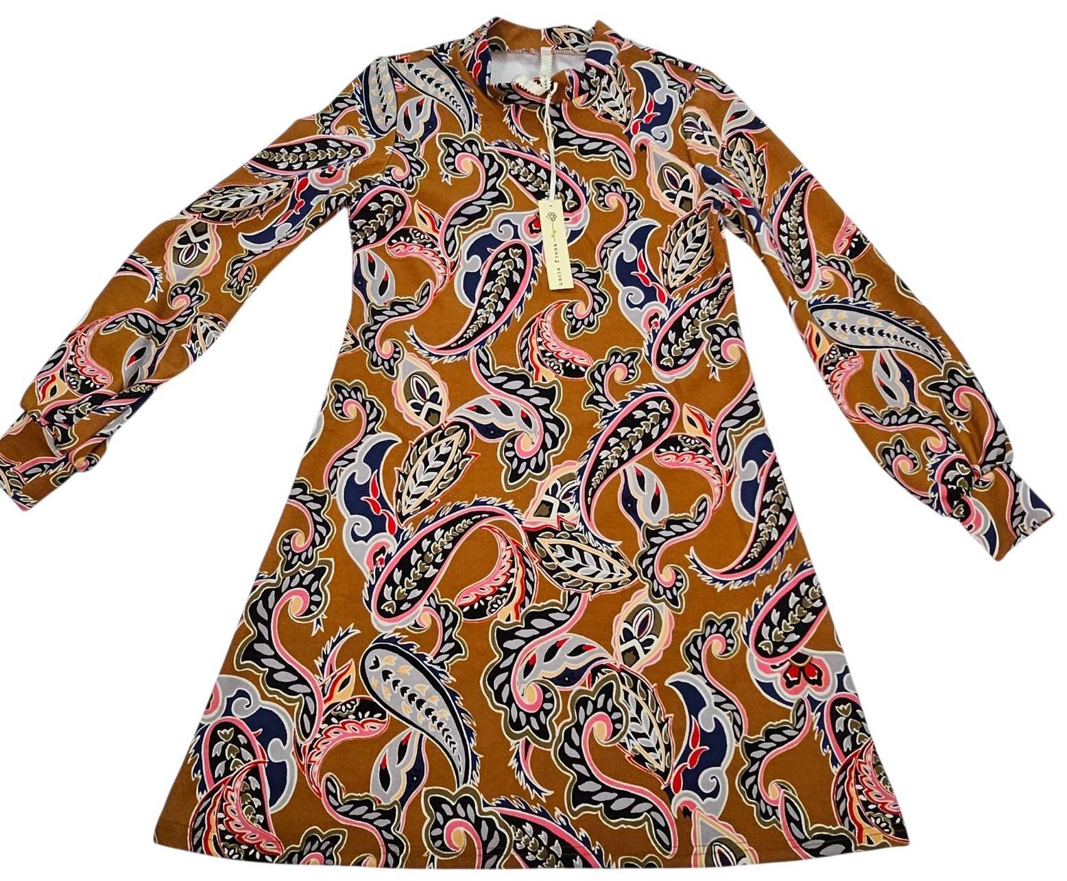 Uncle Frank Dress Size XS Whimsical Paisley Mod 60s 70s Style A Line Mock Neck