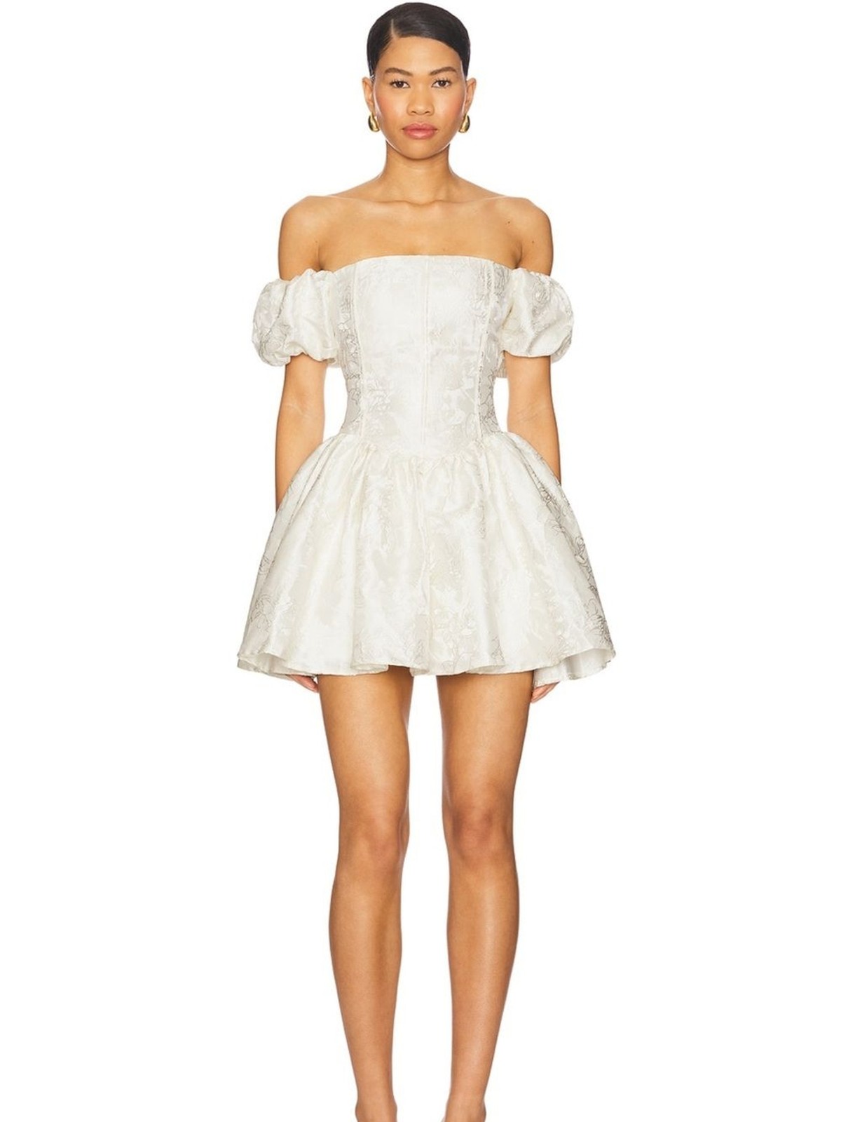 Runaway The Label Elodie Jacquard Floral Puff Mini Dress Revolve size large