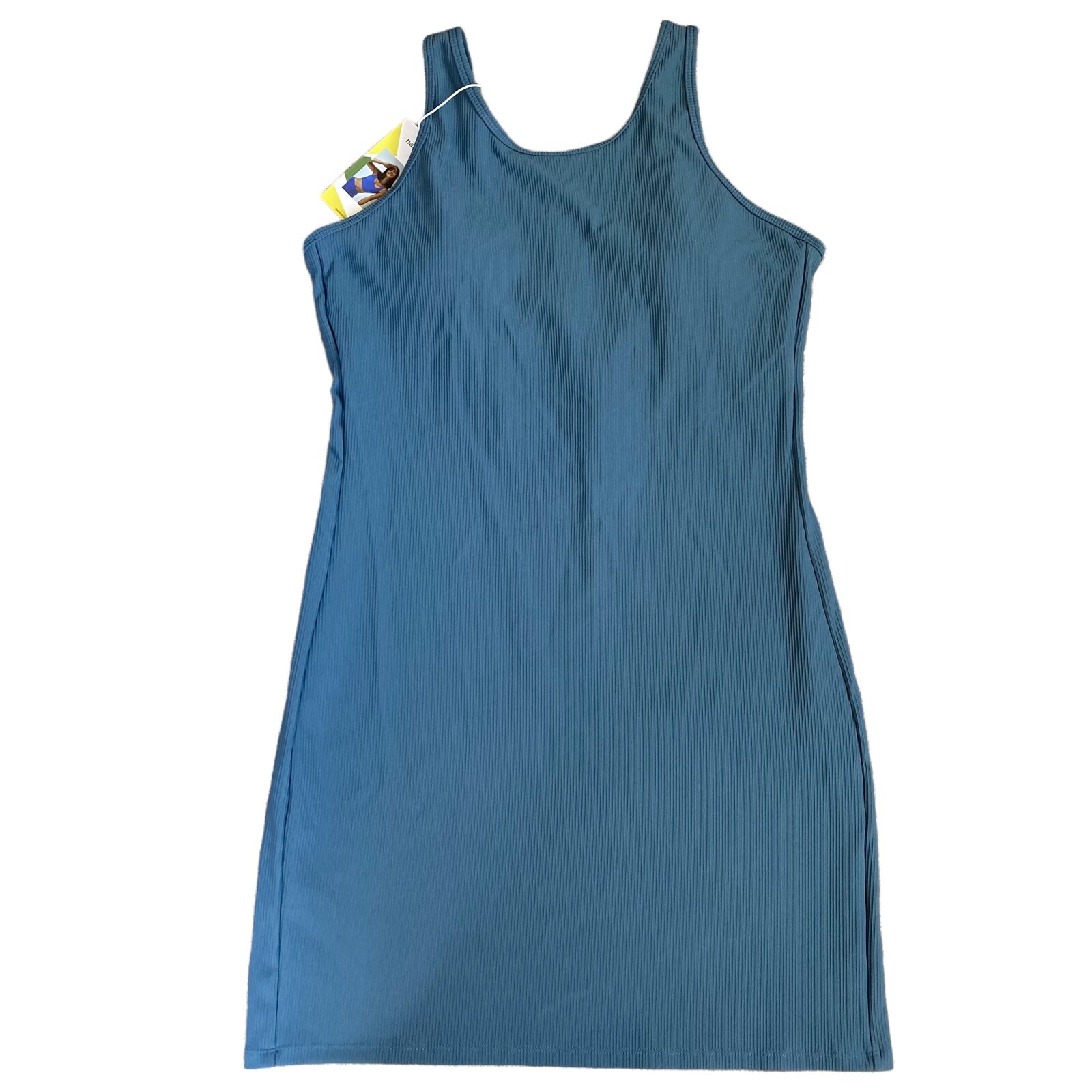 HALARA Dress Size XL Back Cut Out Tank Ribbed Built In Bra Slate Blue NWT