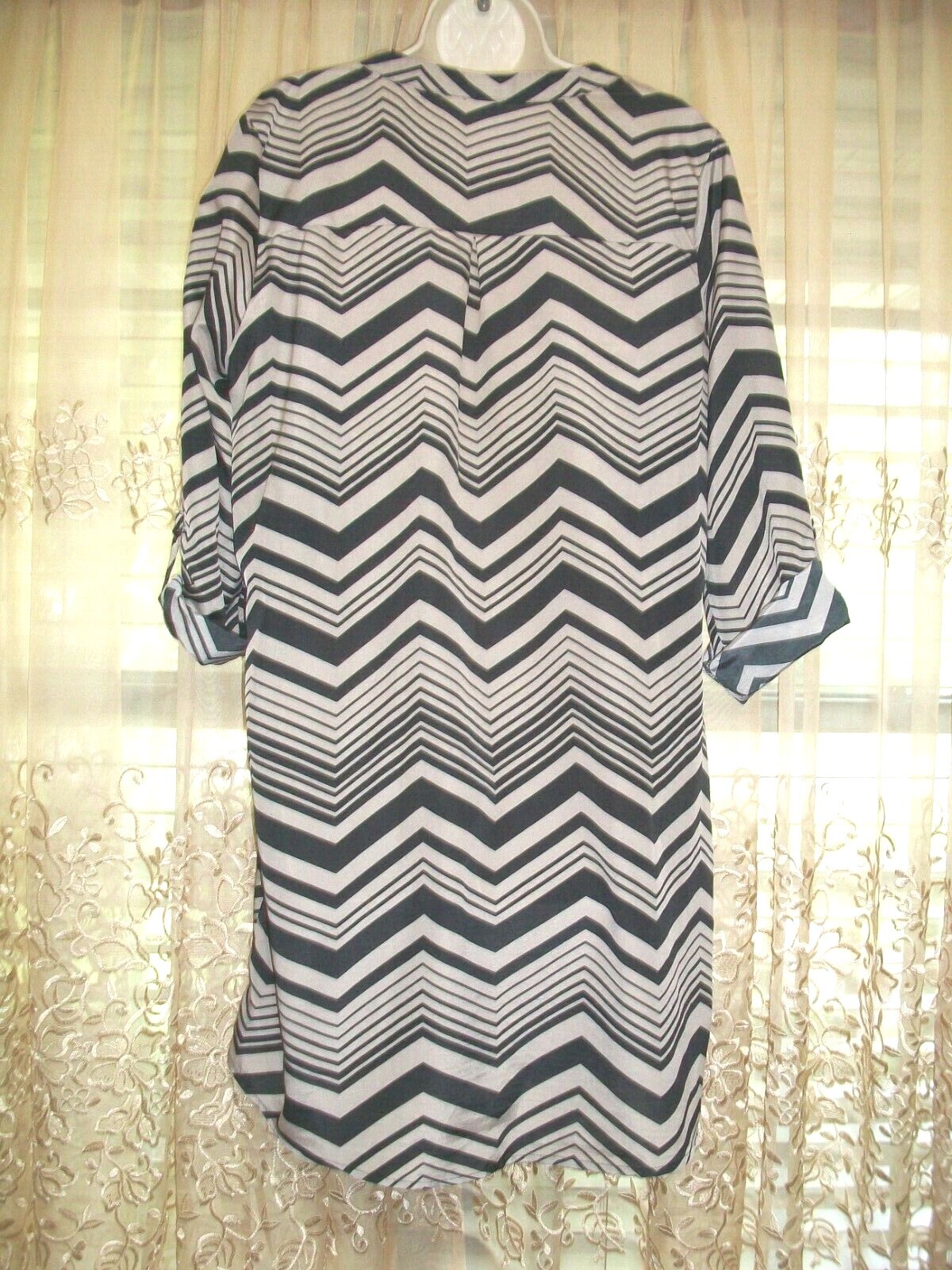 NOBO~NO BOUNDERIES BEIGE BLACK SHORT CASUAL SUMMER DRESS~JRS XL~15/17~ROLL TAB~