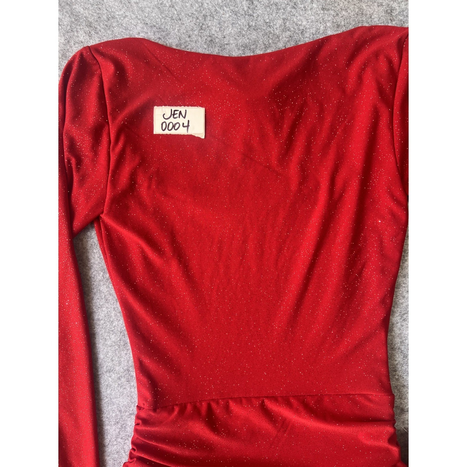 GG Boutique Tiered Ruffle Romper Dress XSmall Red Glitter Long Sleeve Skort