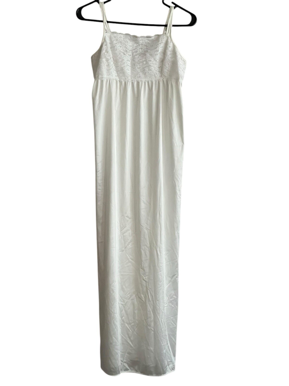 Women’s Slip Dress Ivory Sleeveless Spaghetti Strap Feminine Lace Trim Pullover