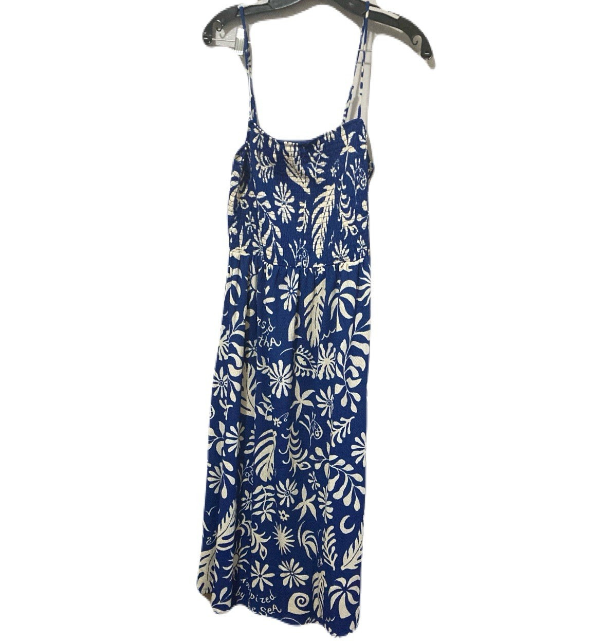 H&M Blue/White Floral Square Neck Strappy Sleeveless Midi Sundress Size M