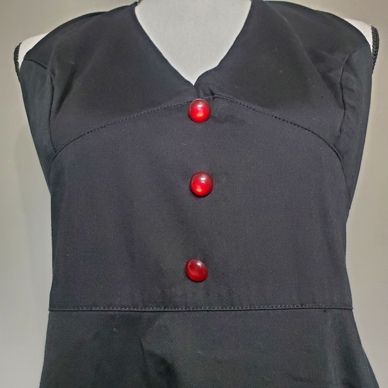 Rock Steady Halter Tie Dress Size XL Black Pinup Red Button Swing Rockabilly