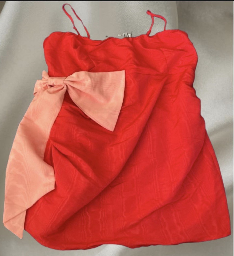 NWT Future Collective Red Mini Dress w/ Contrast Pink Bow | Ruffle Trim 3XL XXXL