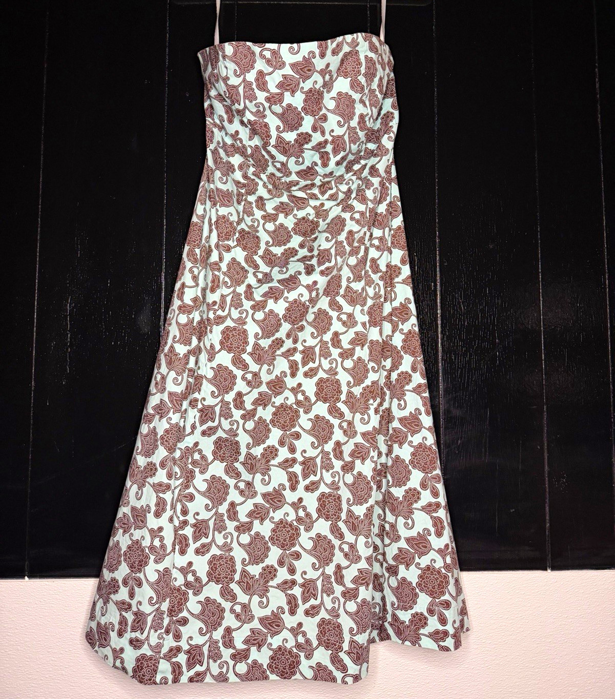 Y2K GAP Strapless Floral A-Line Knee Length Dress Light Blue/Brown Women’s 12