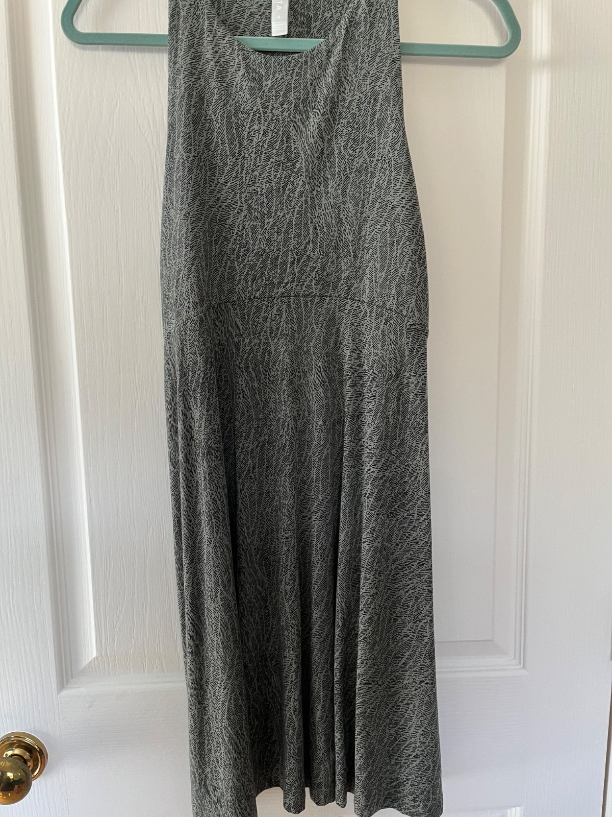 Athleta Womens Santorini Thera Printed Sleeveless Fit and Flare Dress Green S