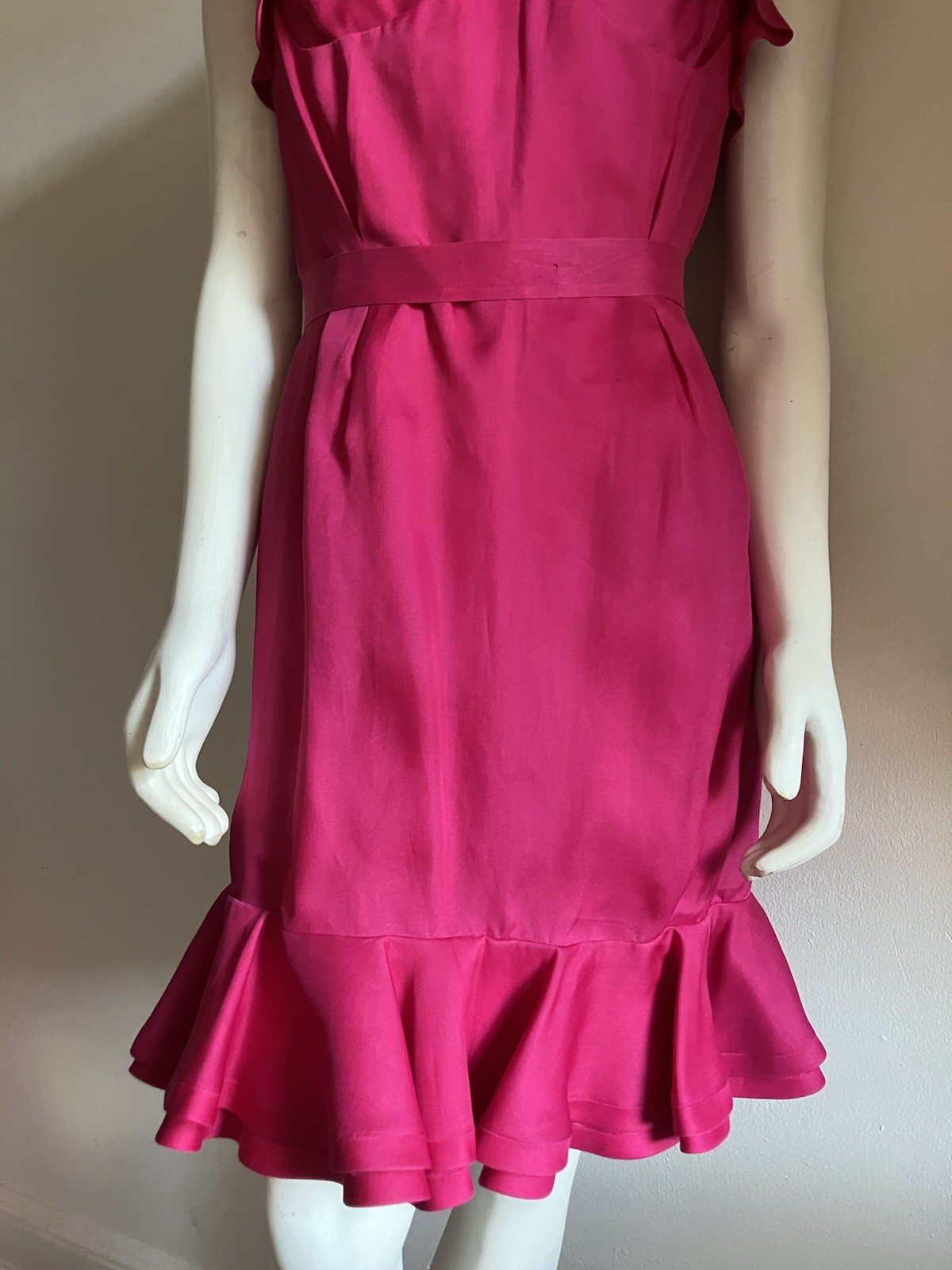 Tom Ford Yves Saint Laurent YSL SS2005 Runway Fuchsia Silk Ruffle Dress FR40 US6