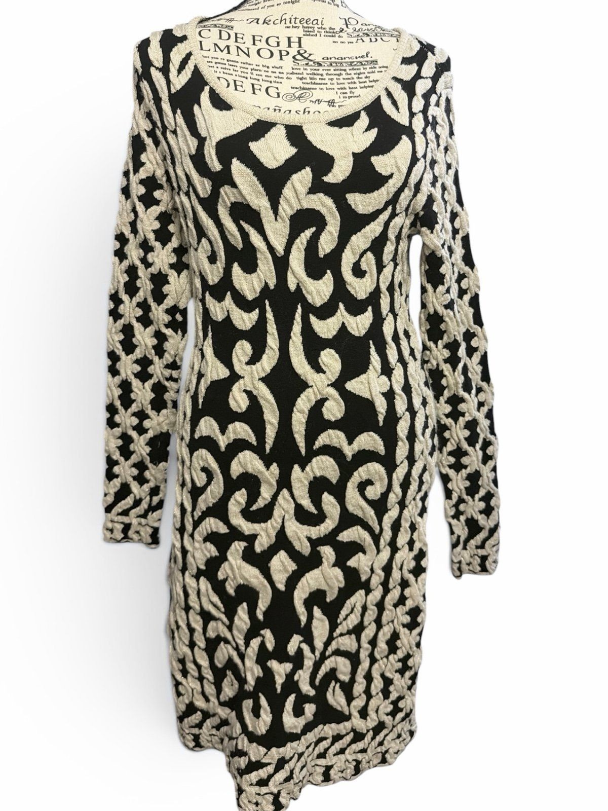 International Concepts Vintage Boho Retro Renaissance Knit Fitted Dress