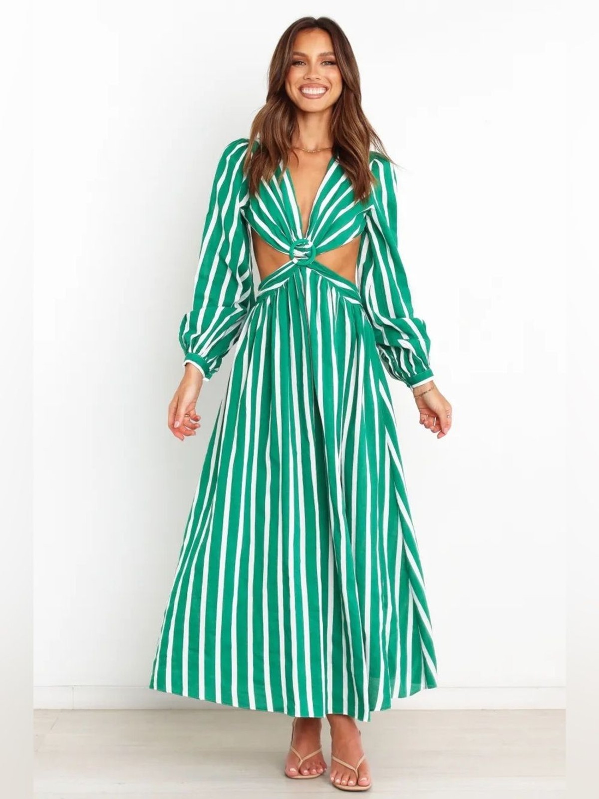 Petal & Pup Striped Cutout Dress in Green