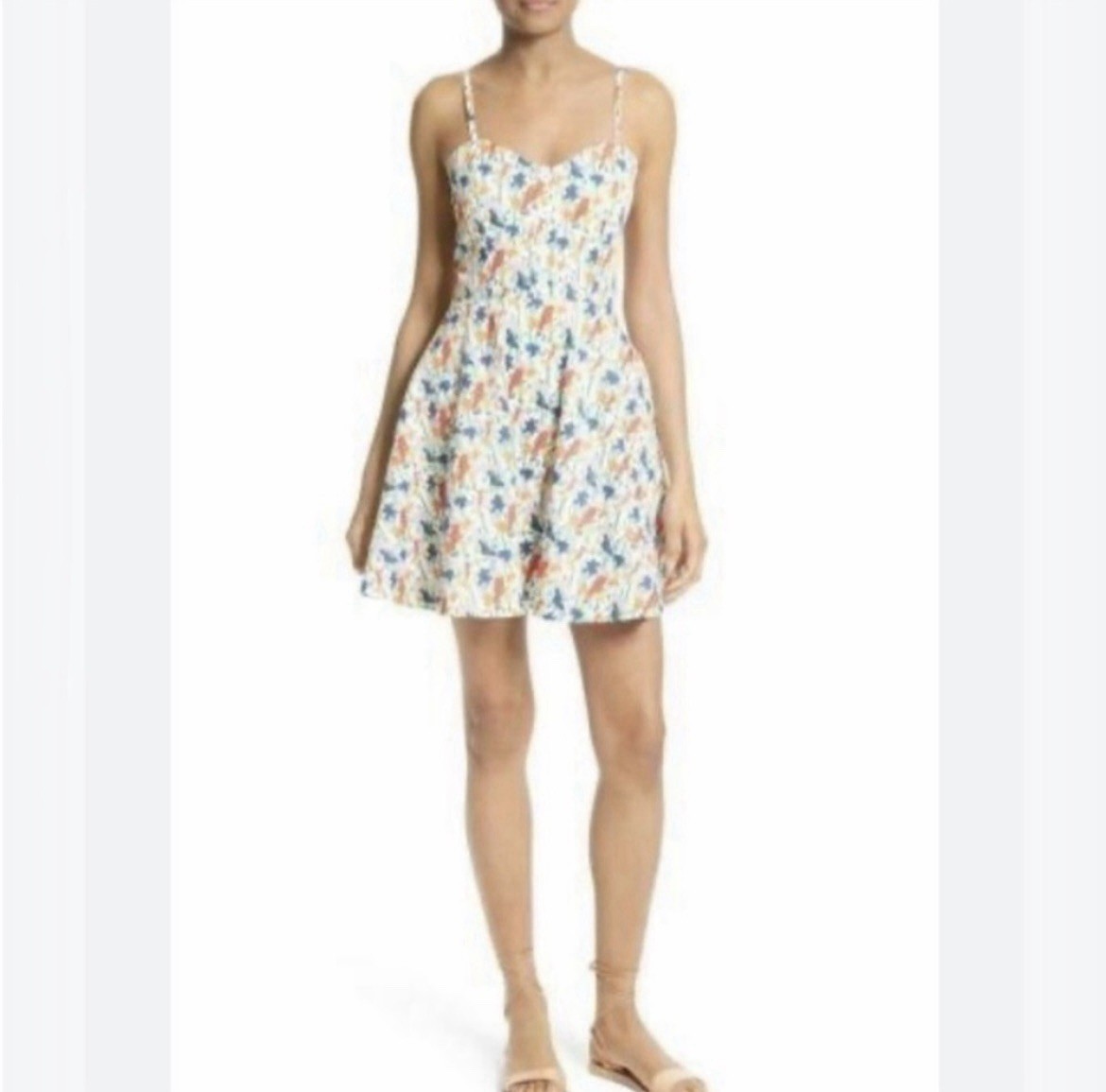 Alice + Olivia Nella Bird Print Dress 12 NWT Fit Flare Sweetheart Mini