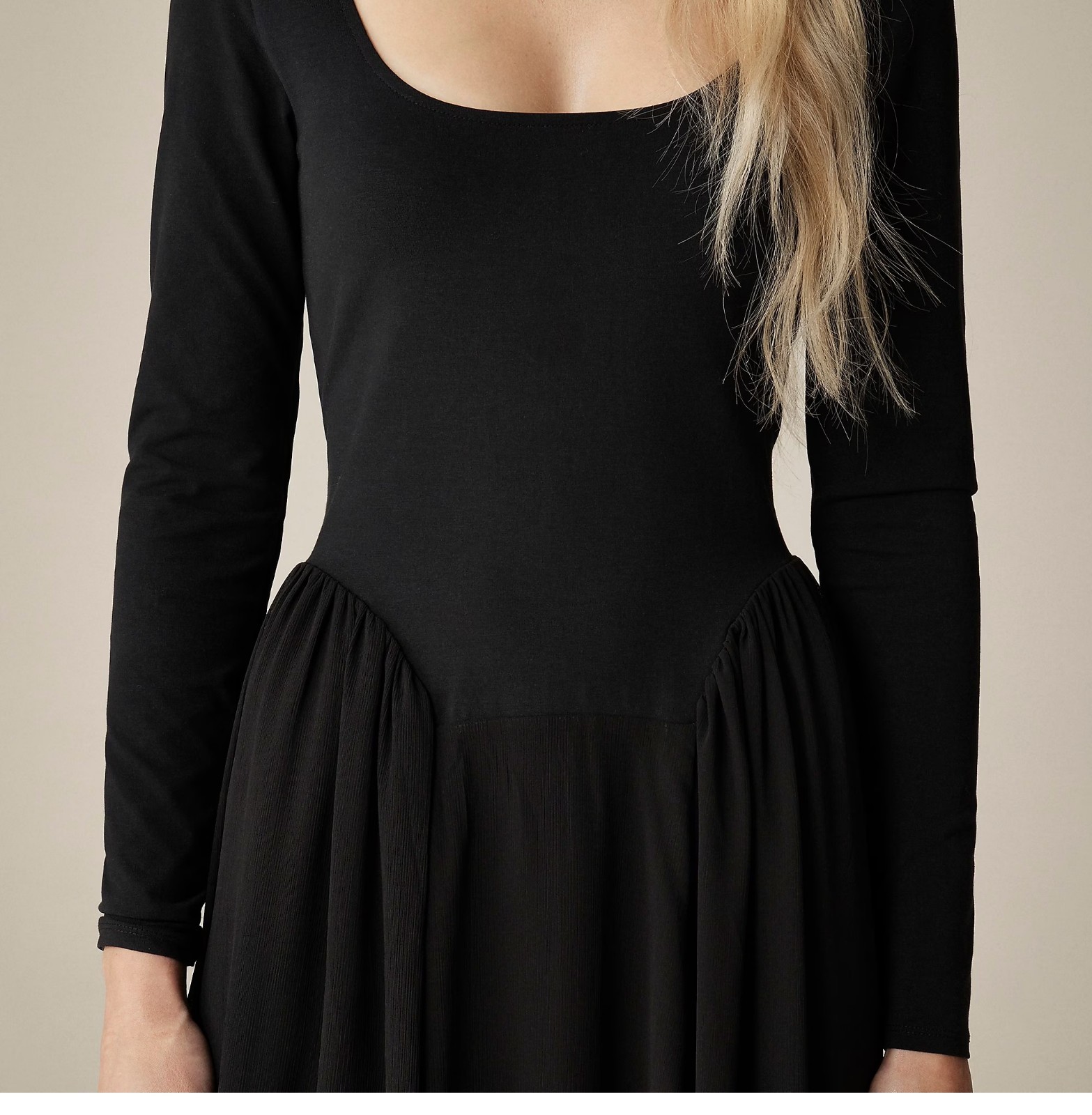 NWT $168 J.Crew Women’s MEDIUM Black LS Ballet Dress Chiffon Skirt