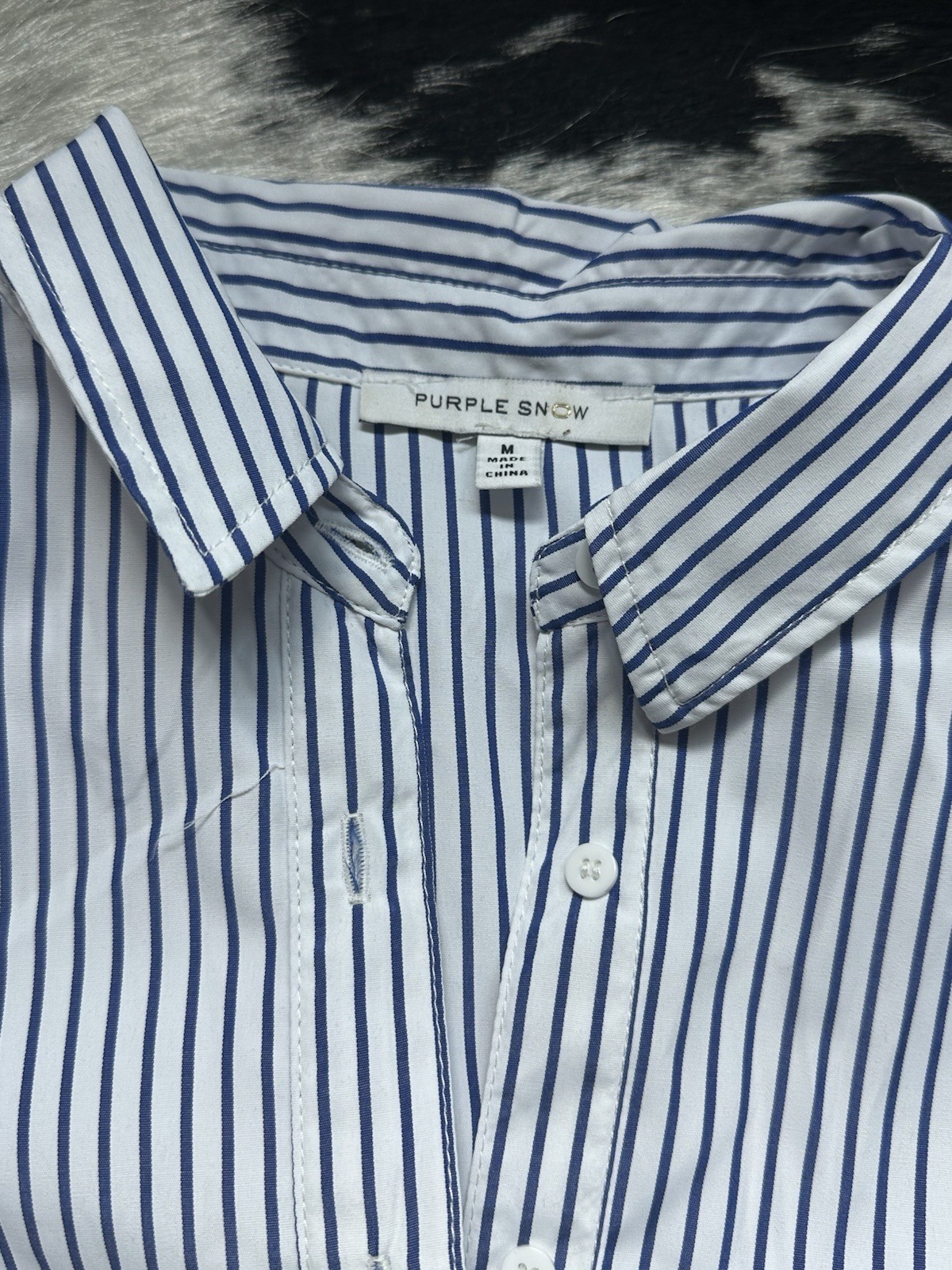 Striped Button-Front Maxi Shirt Dress w/Tie Waist Blue White 3/4 Sleeve Nautical