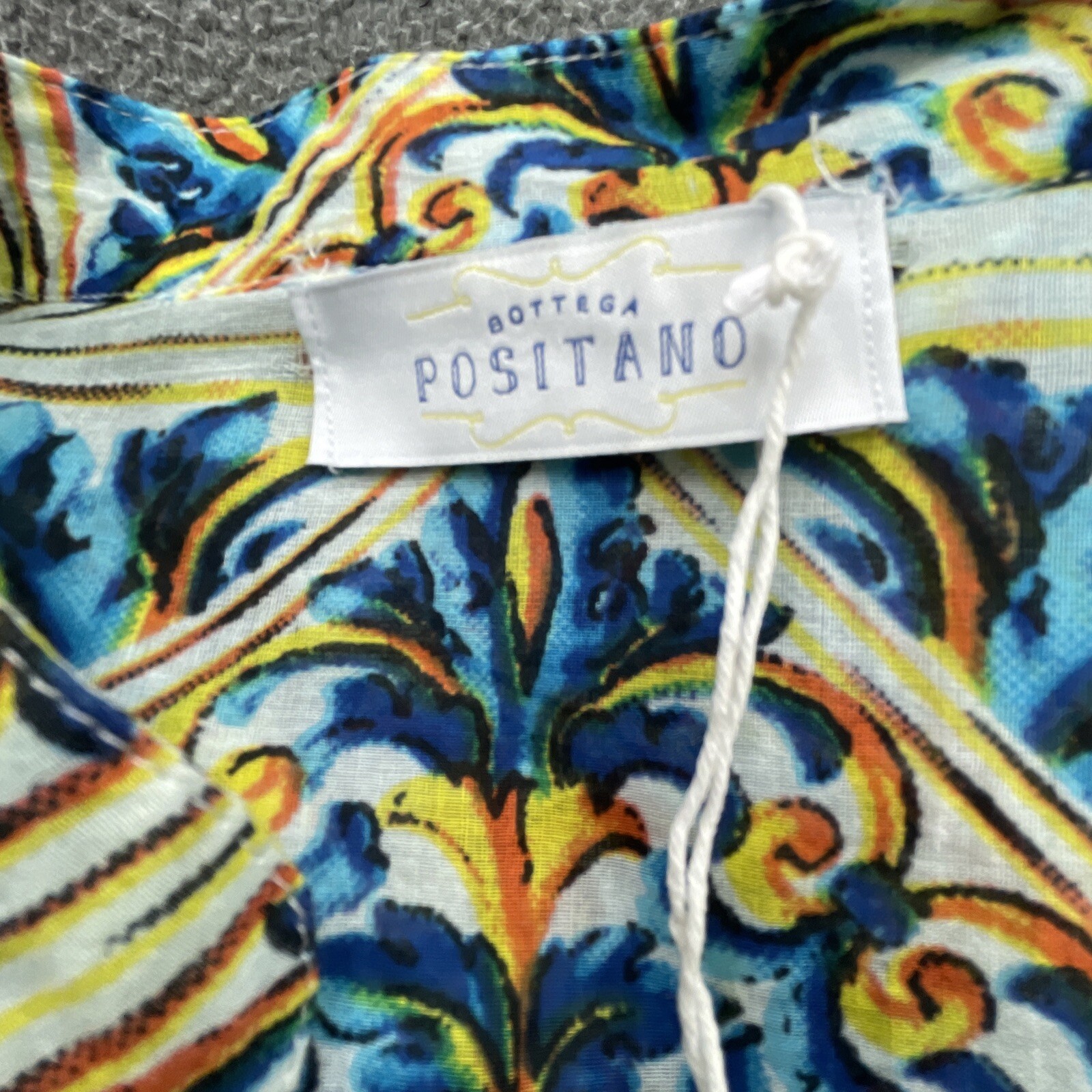 BOTTEGA POSITANO Tunic Color di mare colab O/S (Med/Large) Floral Indian Cotton