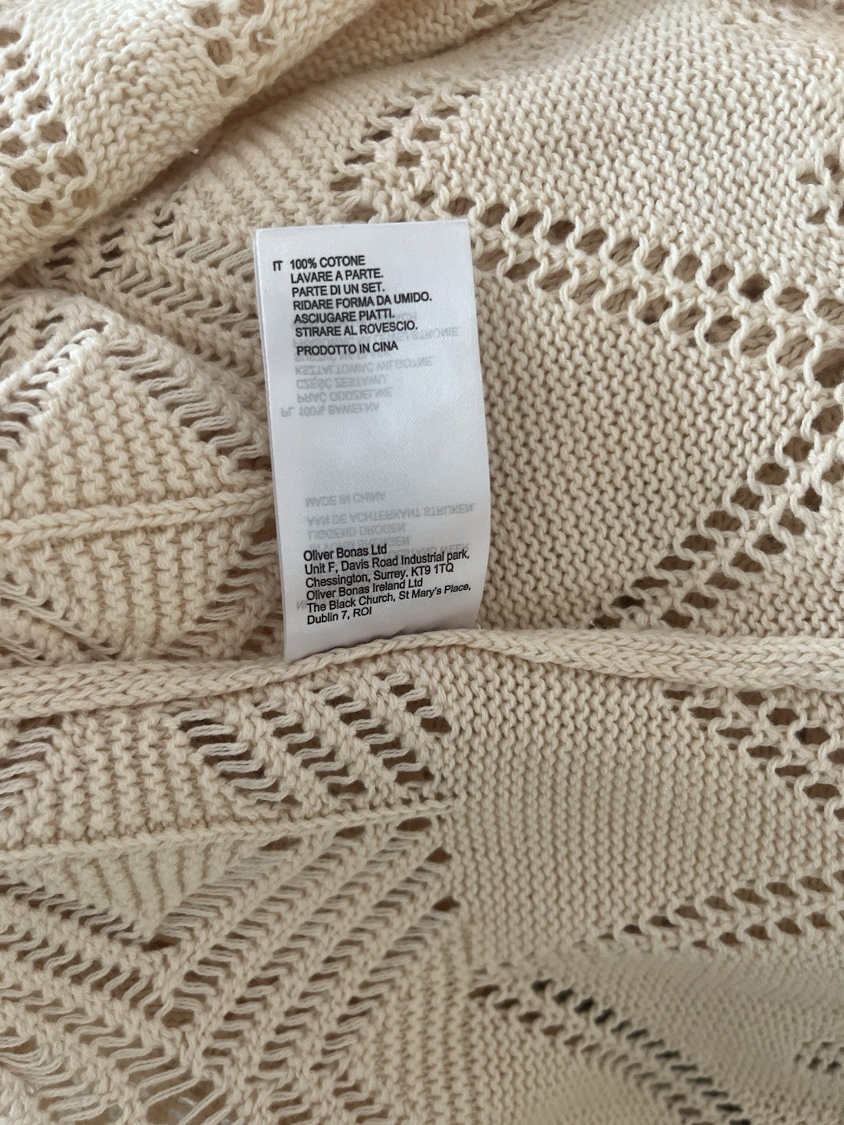 Oliver Bonas Cream Beige Crochet Midi Maxi Dress Size 12