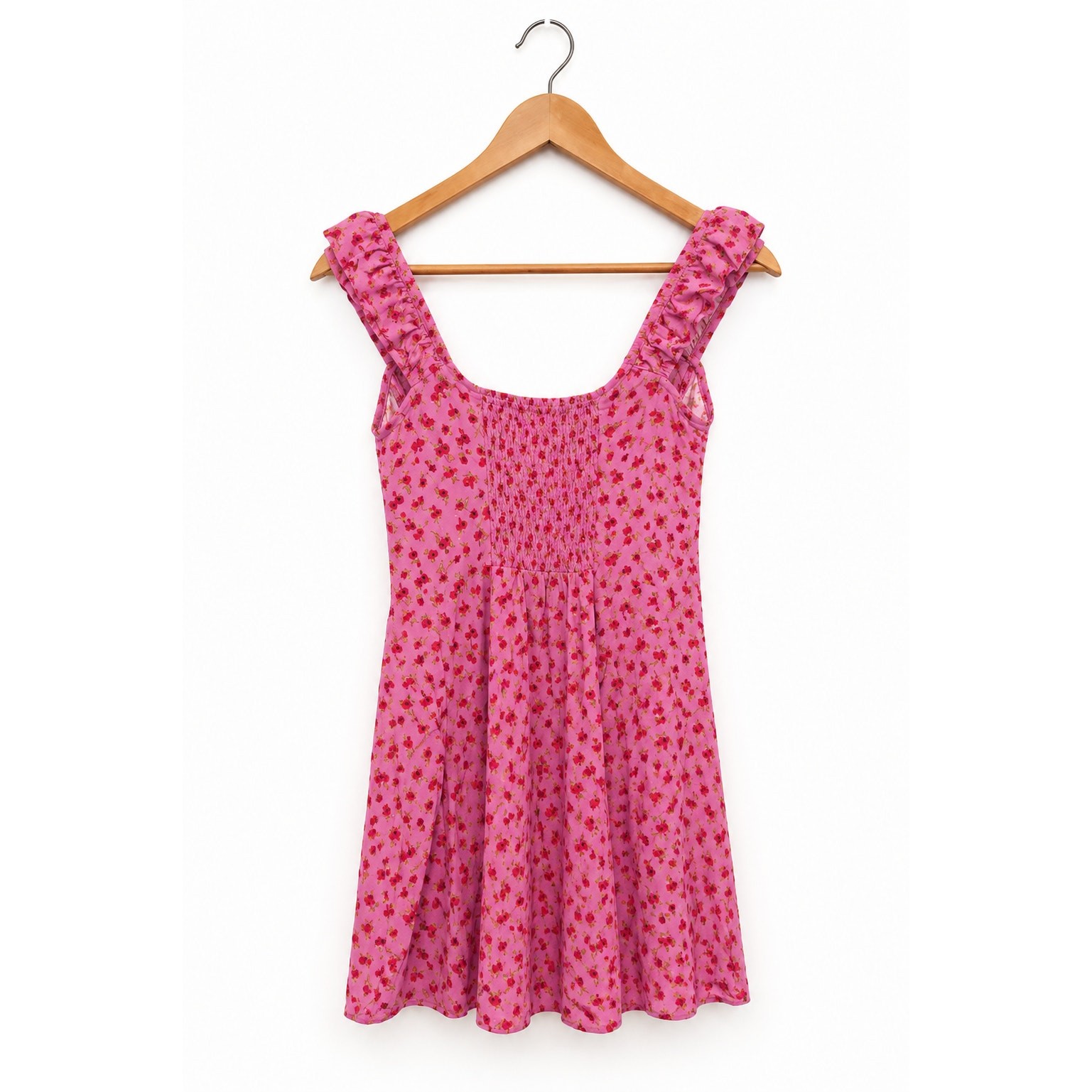 Pink Cottagecore Floral Mini Dress Size S Rouged Babydoll Barbiecore Coquette