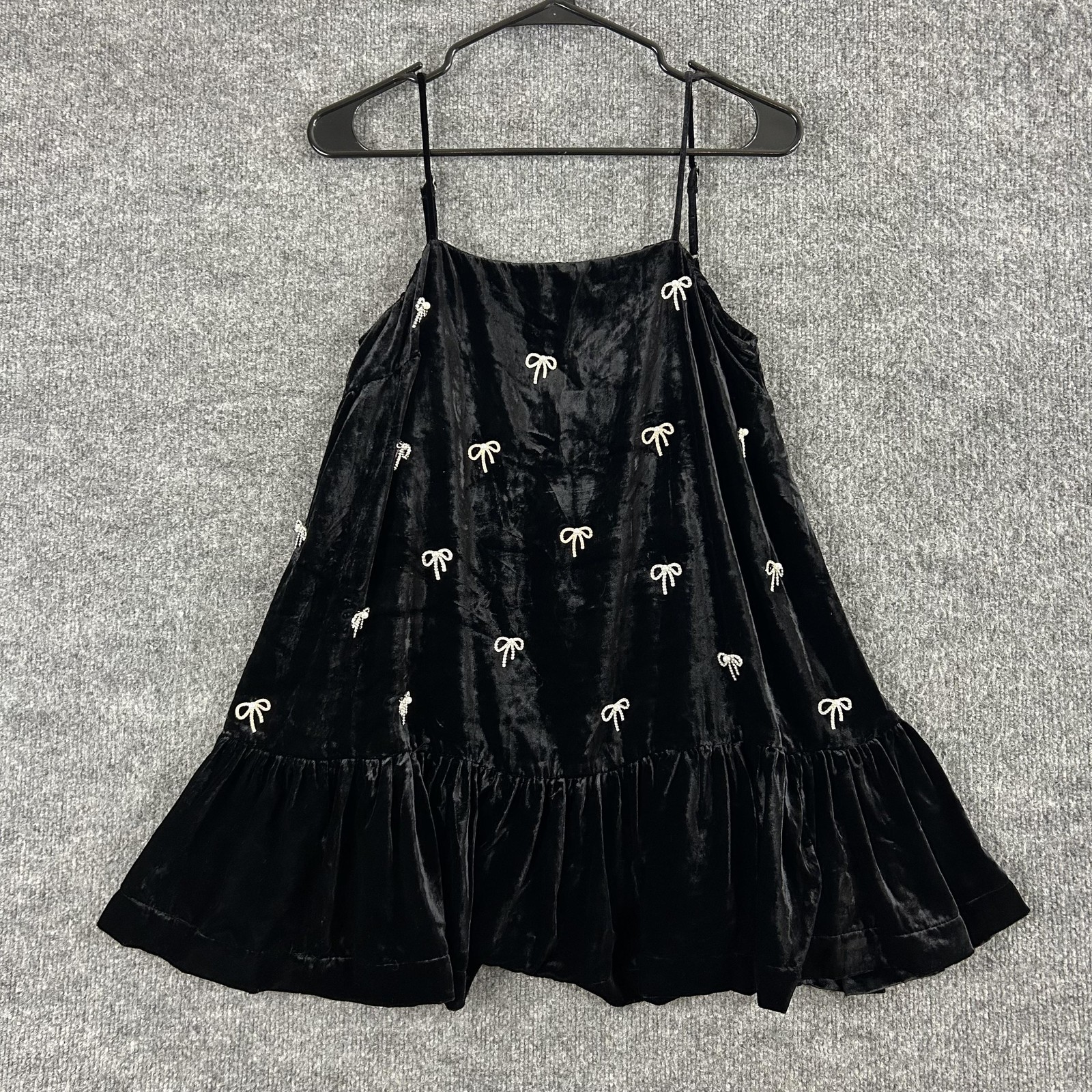 Anthropologie Maeve Dress XSP Bow Velvet Mini Rhinestones Balletcore Whimsigoth