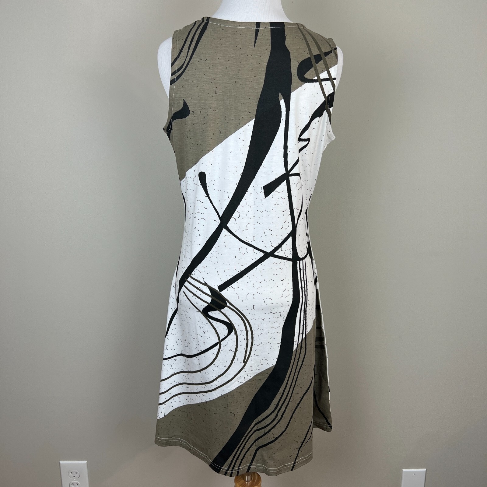 Parsley & Sage Dress Womens Small Printed Mini A-Line Sleeveless Black White New