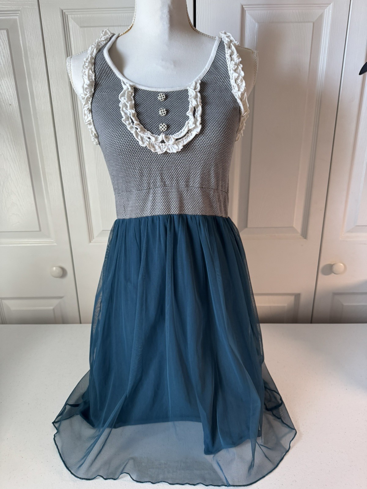 Matilda Jane Dress Womens Small Under The Stars Tank Buttons Tulle Work Ready