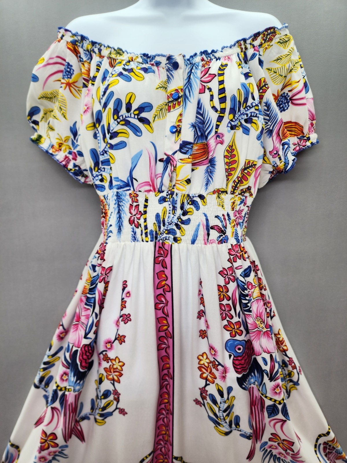 Anthropologie Me 2 Magic 3X Boho Smocked Maxi Dress Multicolor Tropical
