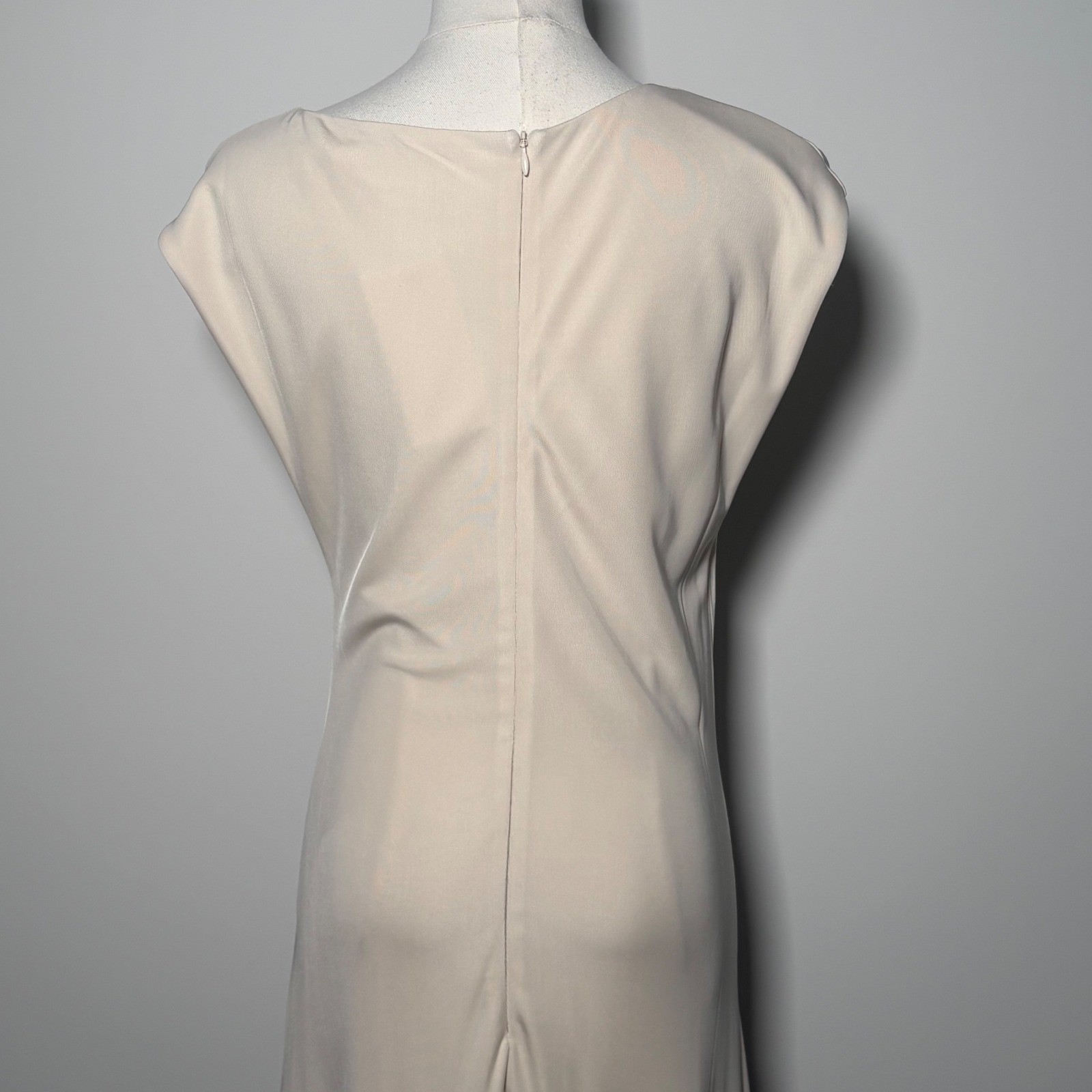 Aya Muse Cream Cap Sleeve Cowl Neck Midi Dress Viscose Size Medium