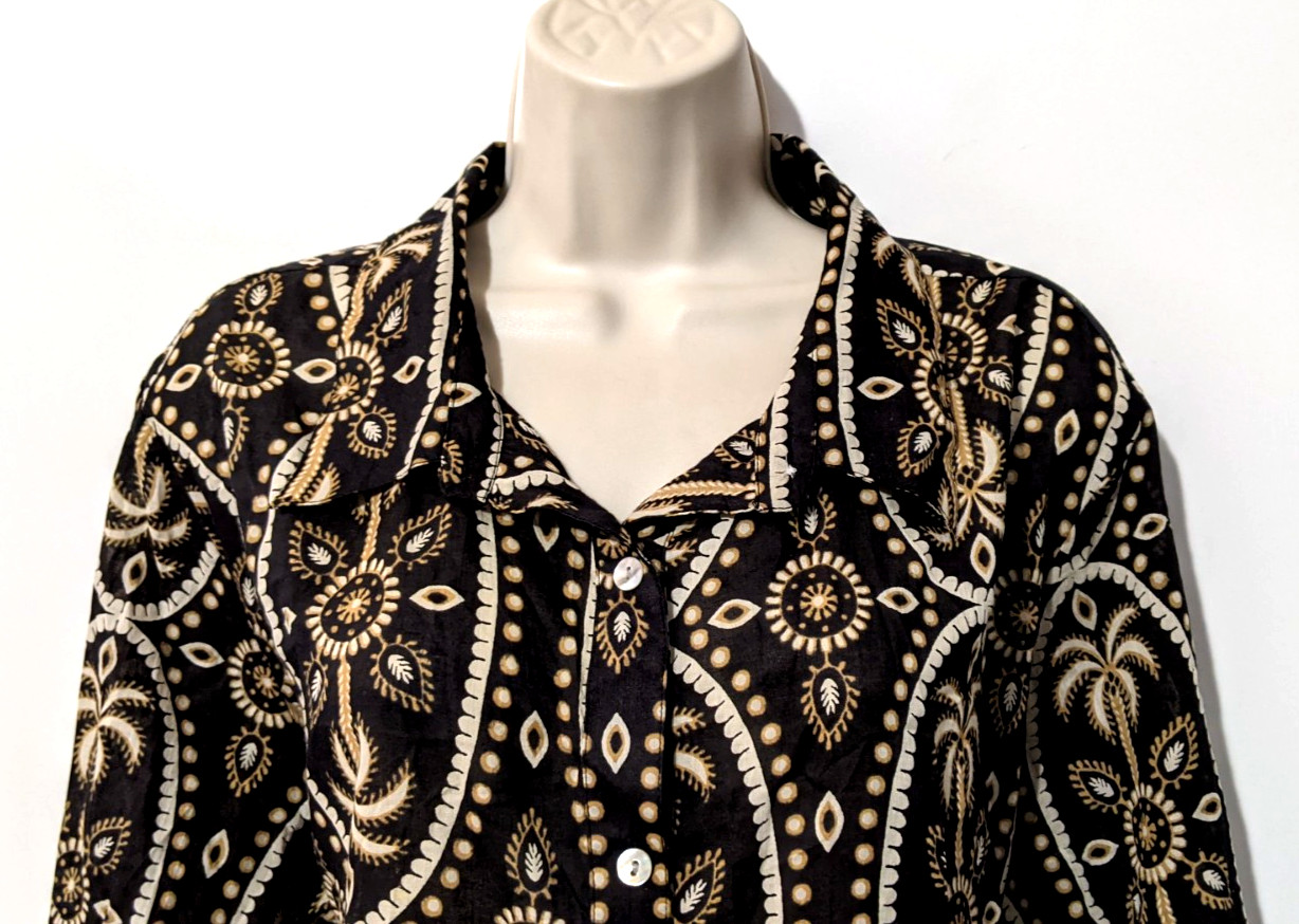 Haute Hippie Womens Long Sleeve Button Front Shirt Dress Sz XL Cotton Semi Sheer