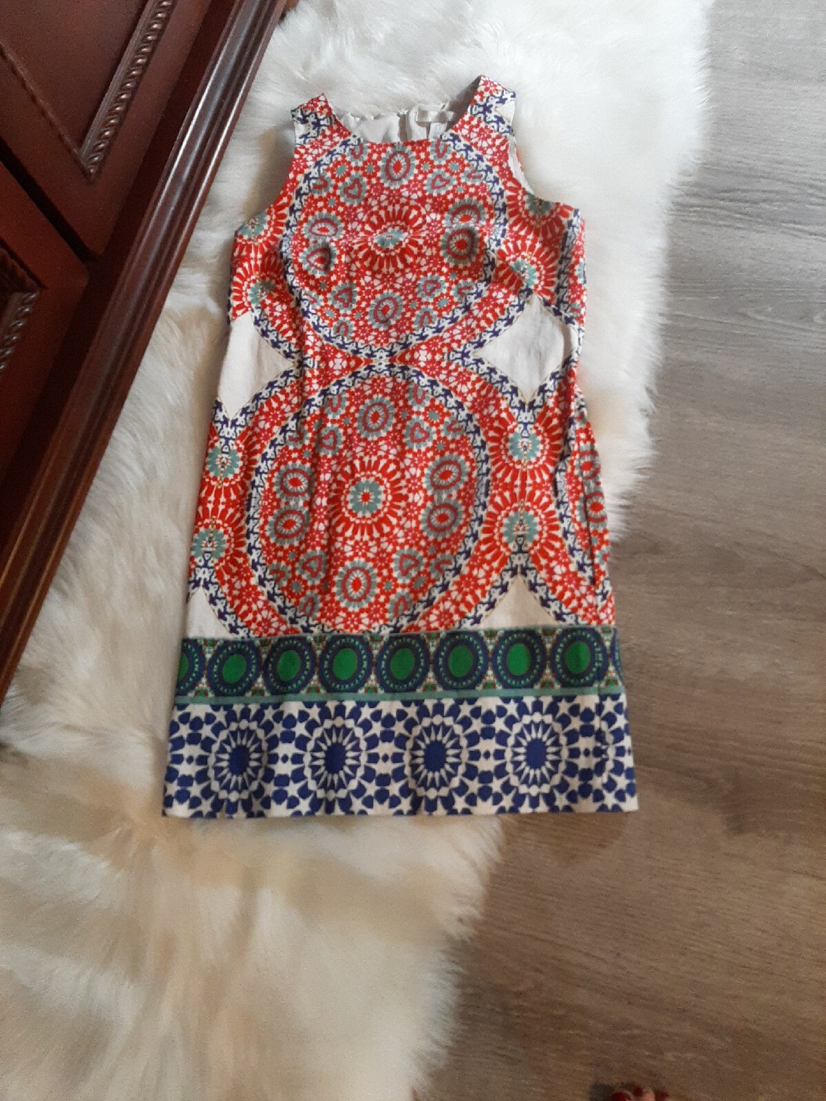 London Times Womens Size 8 Boho Pattern Knee-Length Dress 97% Cotton 3% Spandex