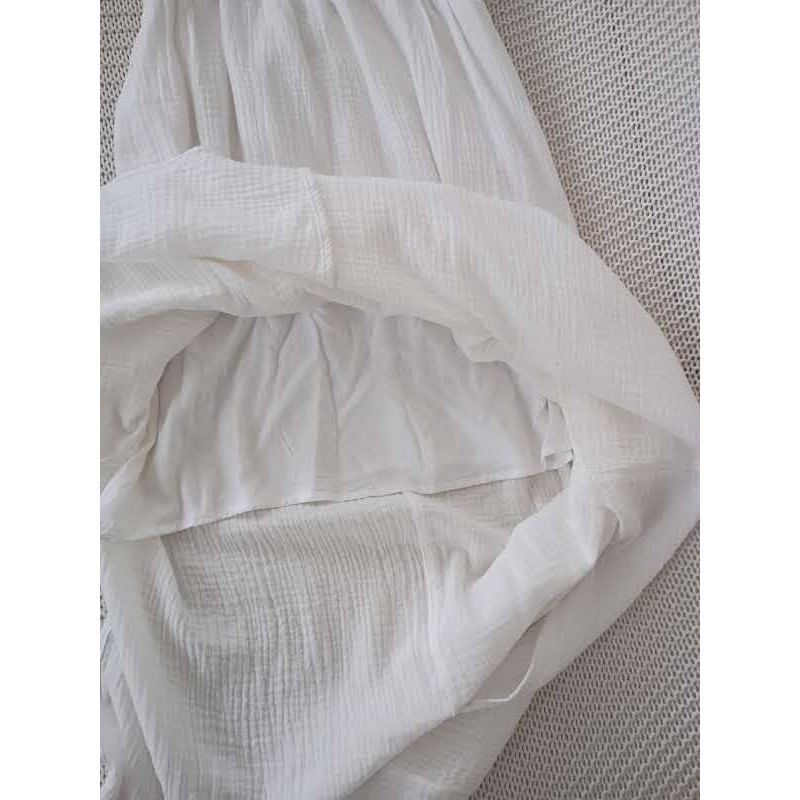 NWT Parisian White 100% Cotton Gauze Coastal Boho Maxi Dress M Paris Designer