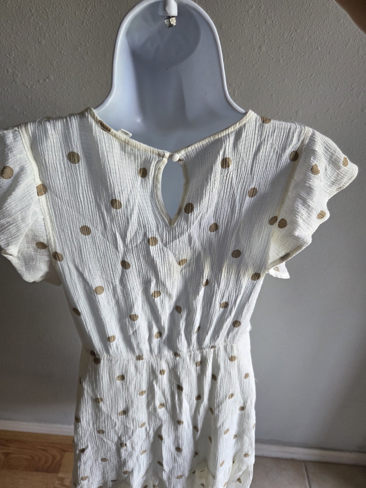 MINE Women’s White Beige Polka Dot Maxi Dress | M | Layered Lined Pullover
