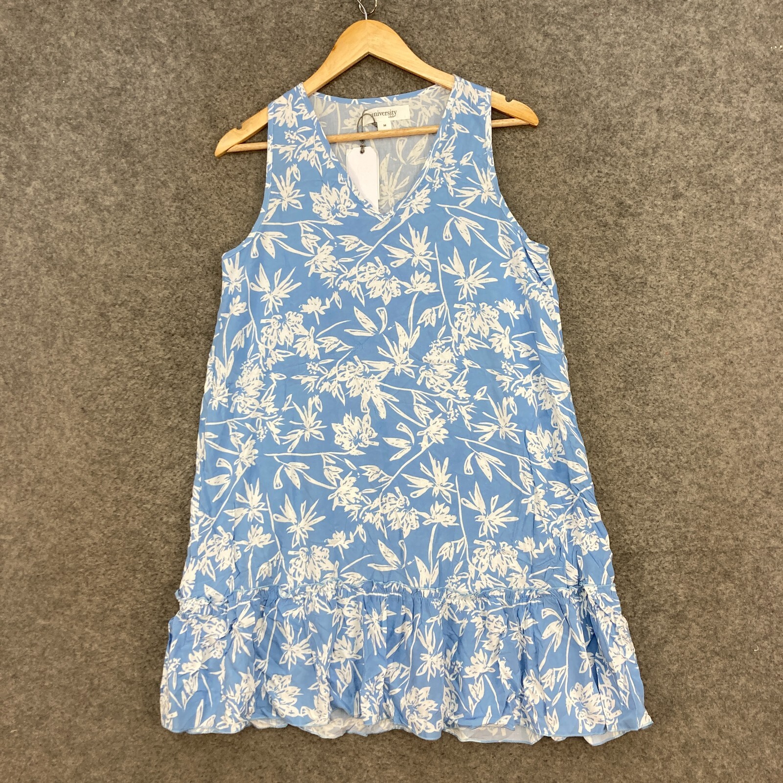 NEW University Club Womens Dress Size M Medium Blue Floral Mini Sleeveless 9613
