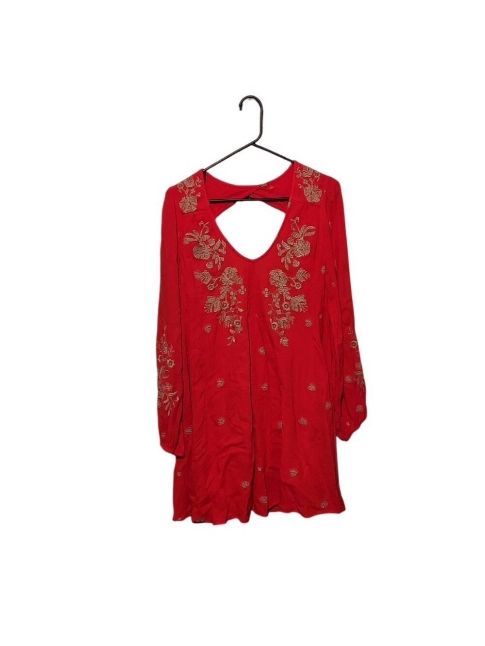 Free People Sweet Tennessee Red Embroidered Boho Swing Dress XS? 4th of July