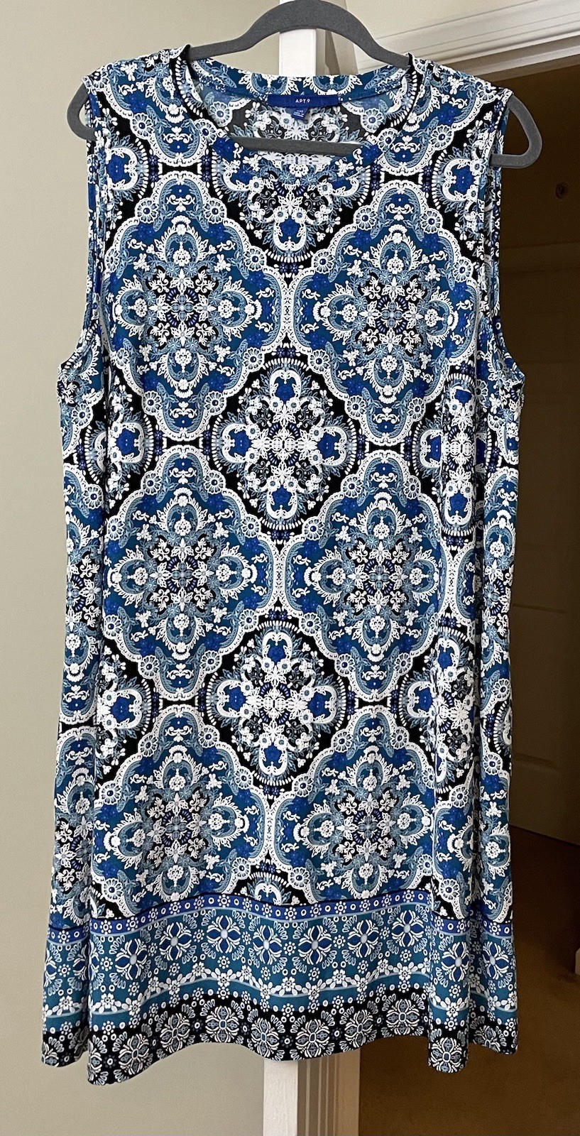 Apt. 9 Dress Blue Floral Shift Sundress Coastal Easy Wear Pullover Women’s XXL