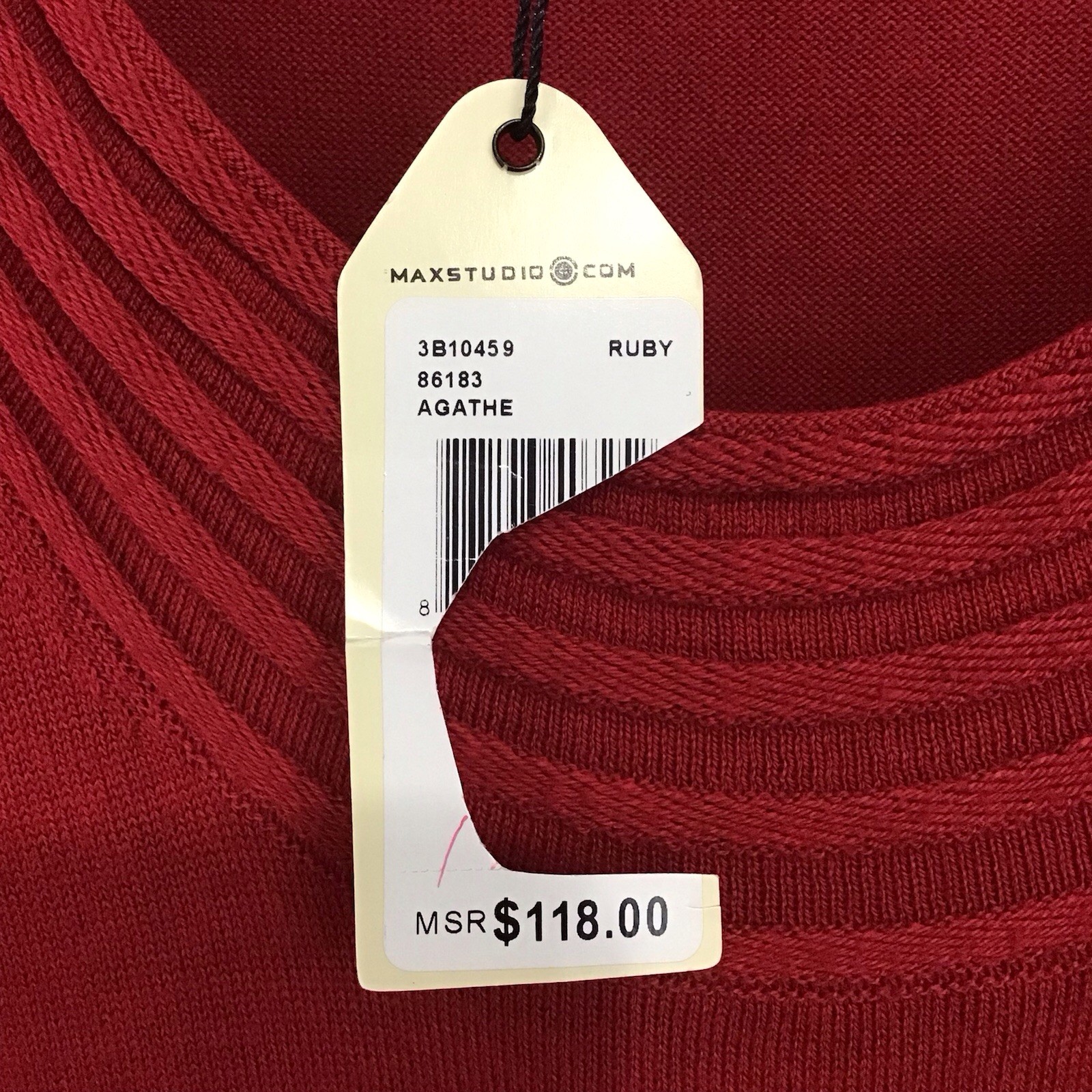 Sophie Max Ruby Red Sweater Dress XL Cotton Blend Long Sleeve