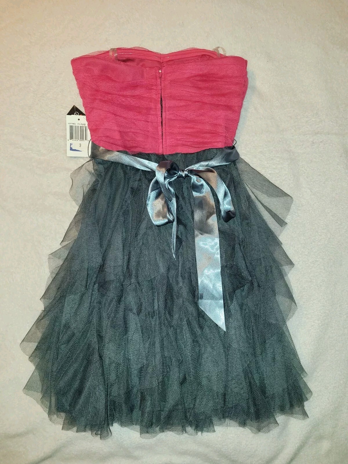 NWT Junior’s sz 3 Strapless Dress Tulle Ruffle Party HCO Dance Cocktail Dress