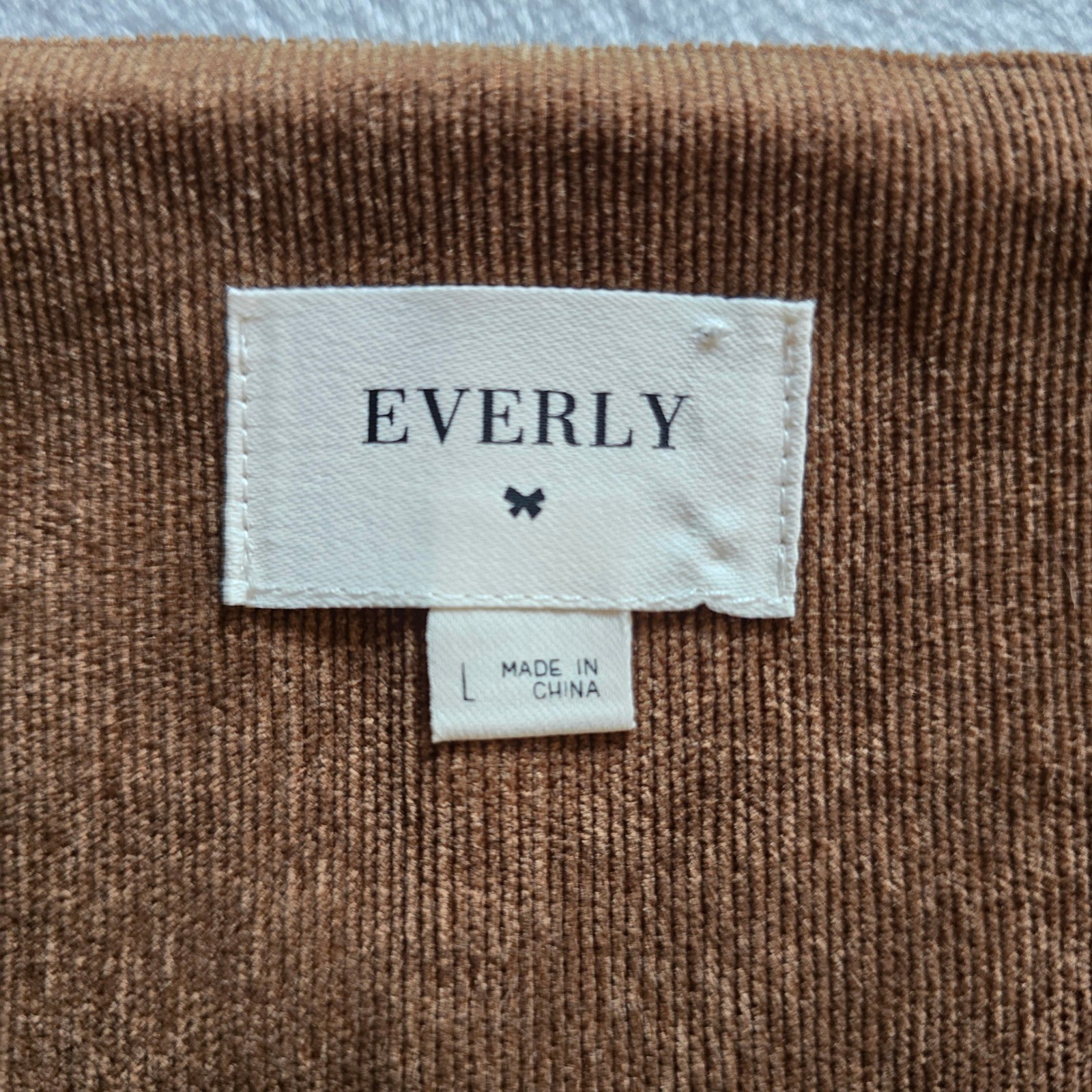Everly Brown Corduroy Pinafore Overall Dress Large Camel Tan A-Line Bib Front