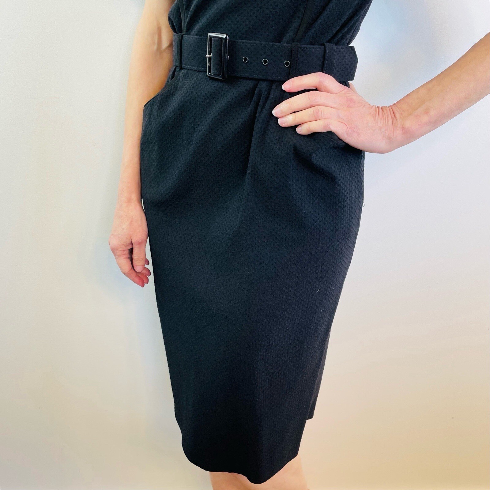 Leona Edmiston Frocks Size 1 (8 10) Black Short Sleeve Pencil Dress NWT