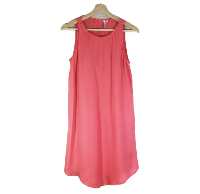 BB Dakota Shift Mini Tank Dress Sleeveless Pullover Crew Neck Coral Sz M