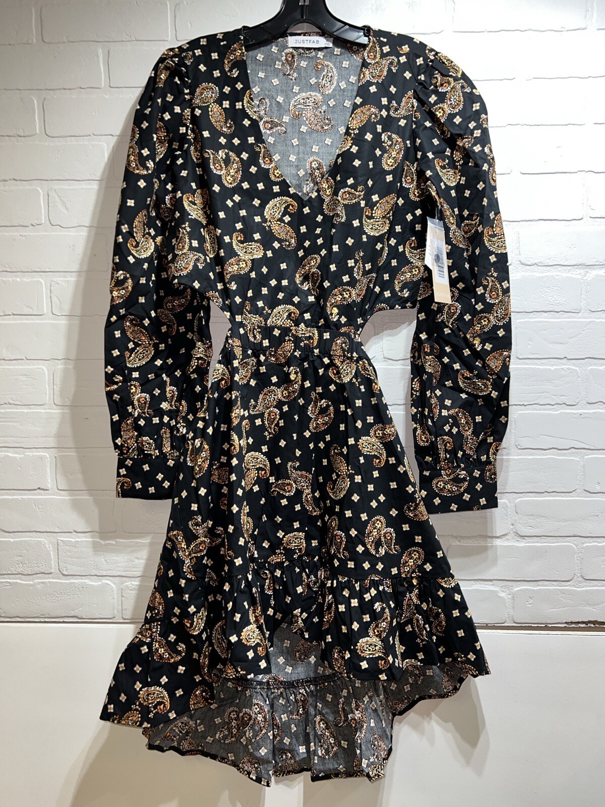 NWT! JUSTFAB Cutout Fit & Flare Mini Dress Size XL Caviar Multi Paisley $80