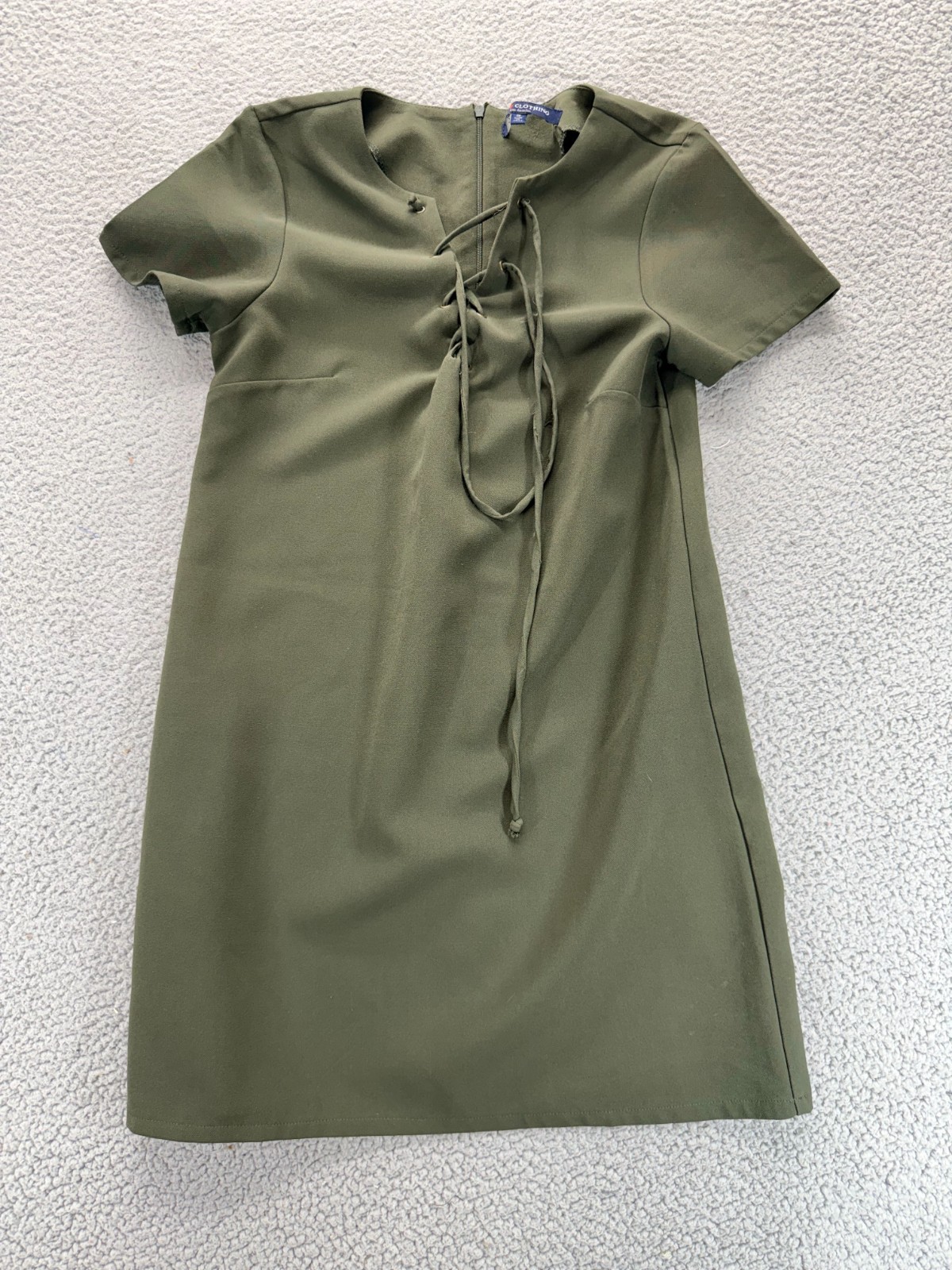 One Clothing Womens Short Sleeve Tie Front Neckline Mini Dress Green Size S