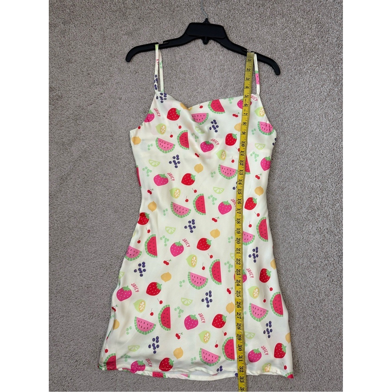 Peppermayo Panama Fruit Print Cown Neck Satin Mini Dress Tutti Fruitti US 2