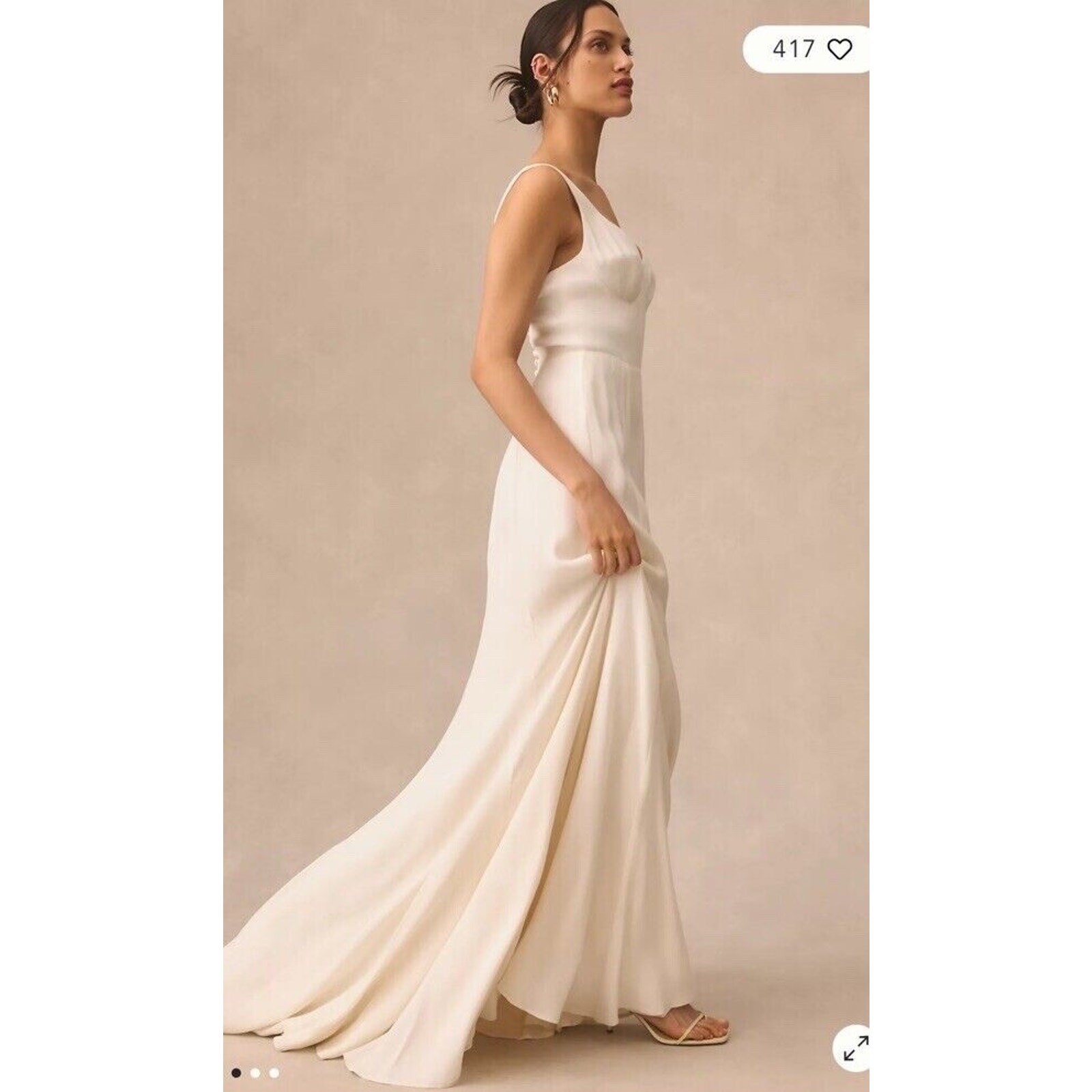 Reformation Lecce Wedding Bridal Gown Size 8 Ivory Train Sweetheart Neckline