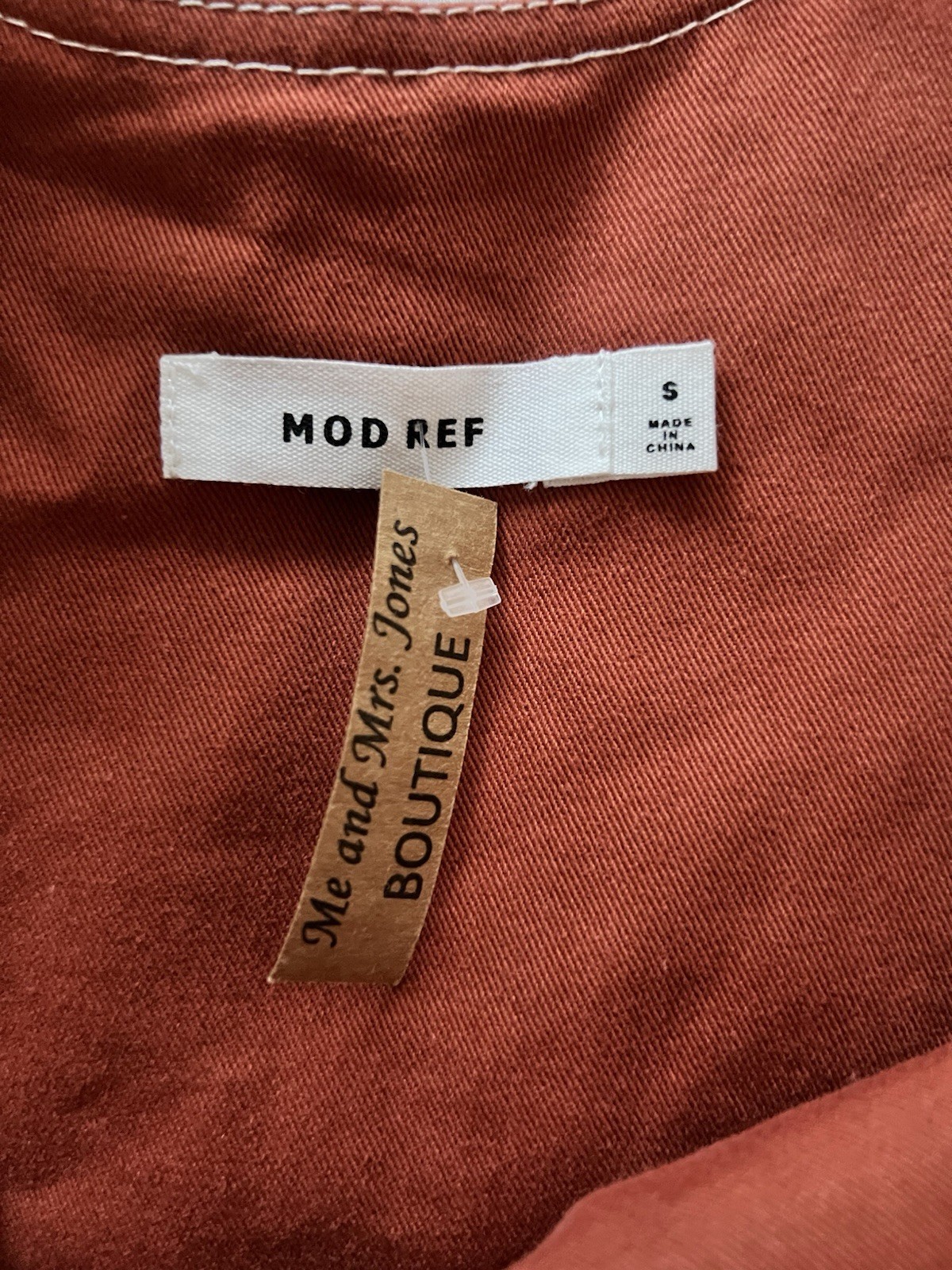 MOD REF Rust Cotton Twill Overall Mini Dress Scoop Neck Sleeveless Size S