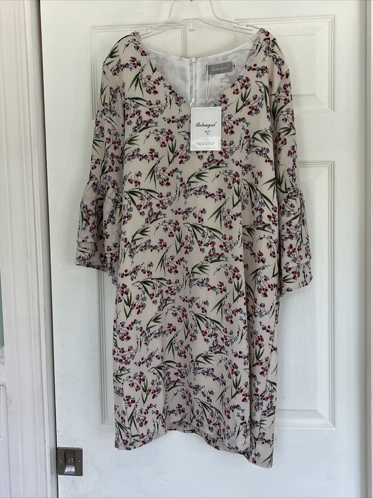 NWT Women’s Belongsci 3/4 Ruffle Sleeve Lined Dress Floral Print Size med