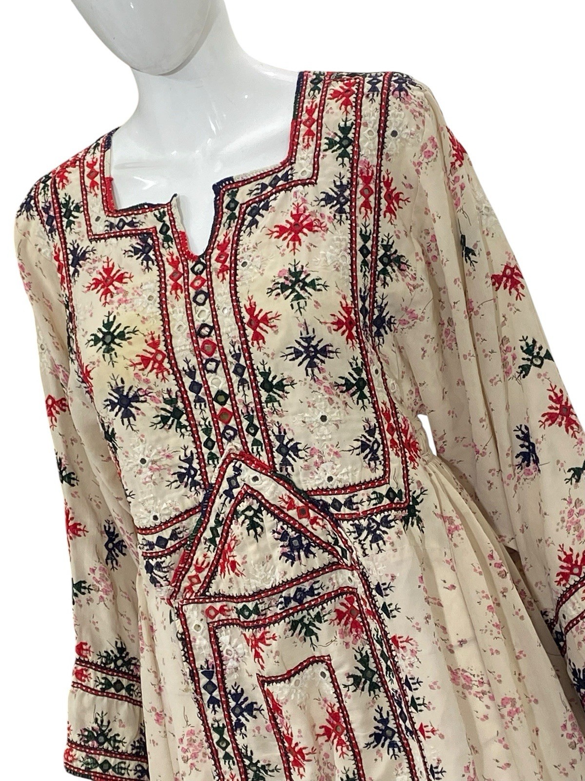 Isabel Marant Etoile Inesia Embroidered Kaftan Style Women Mini Short Dress S 36
