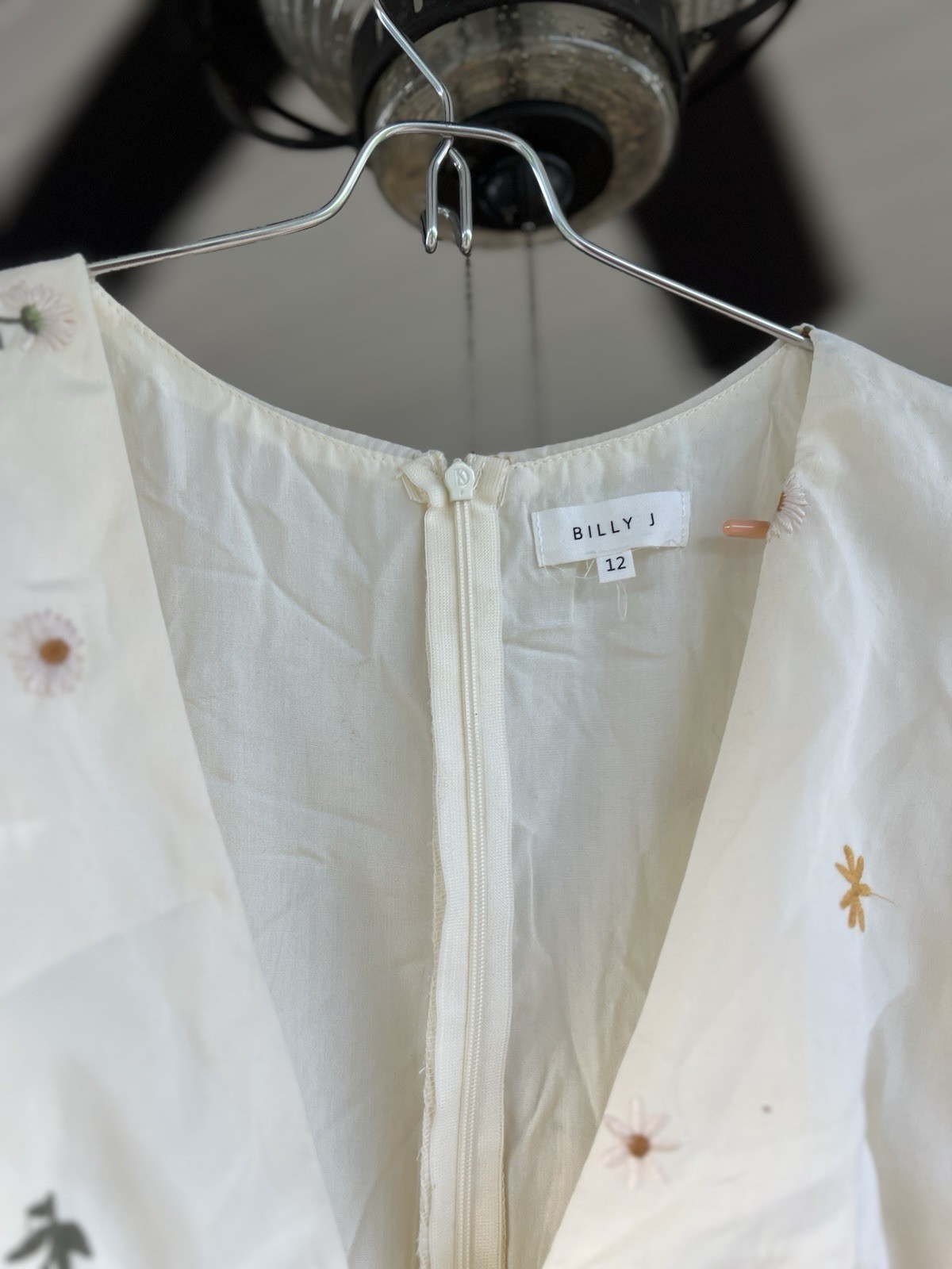 BILLY J Girls Size 12 White Embroidered Floral Fit & Flare V-Neck Dress